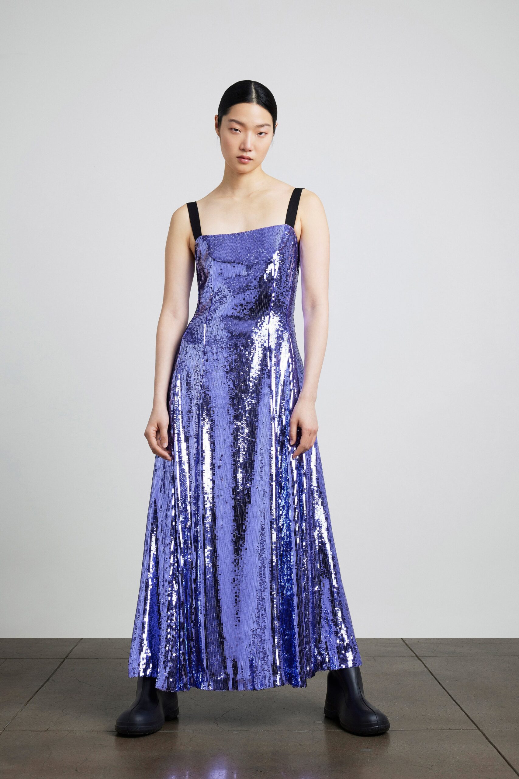 fitted purple sequin maxi dress