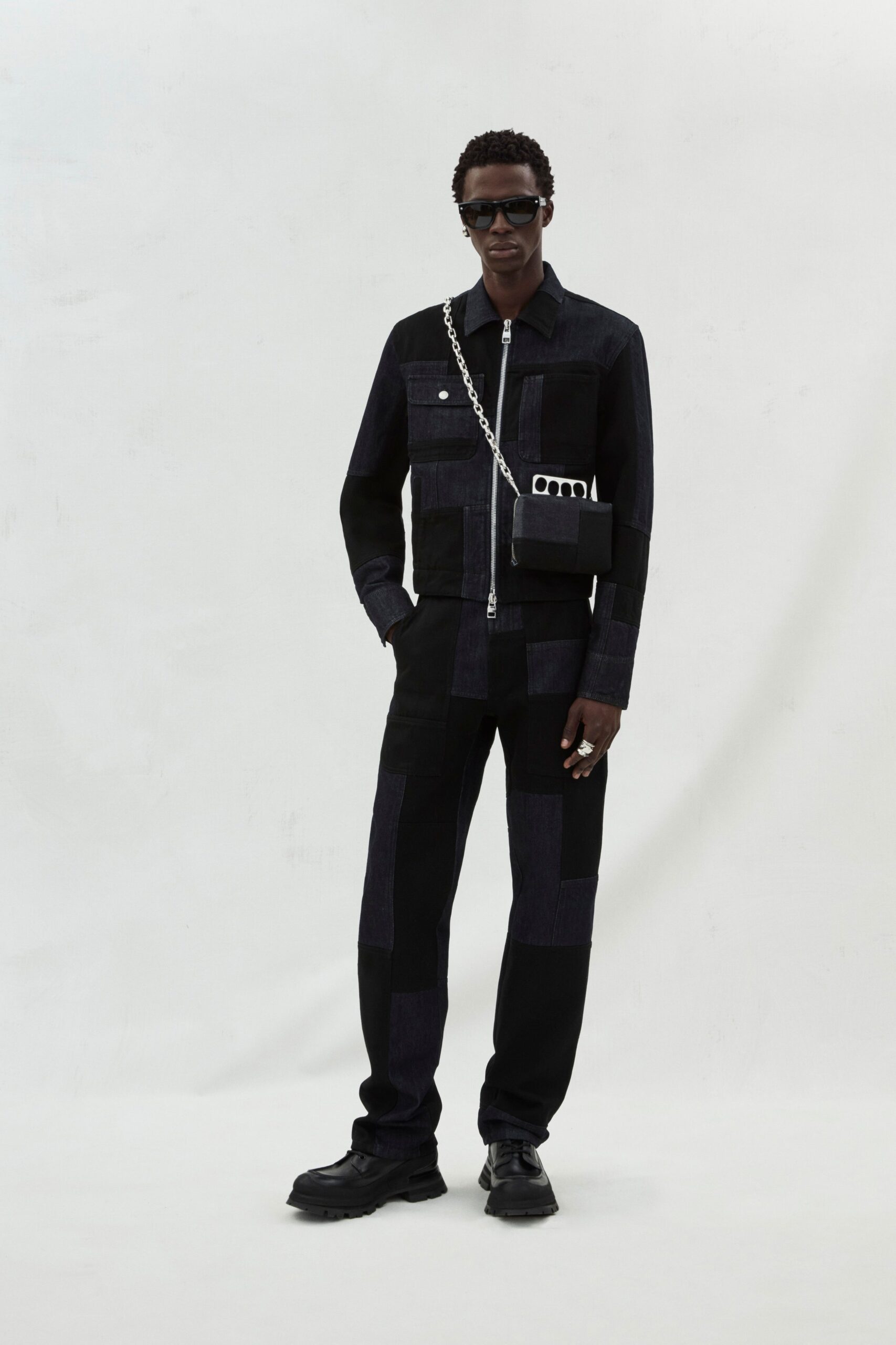 black denim jacket and pants