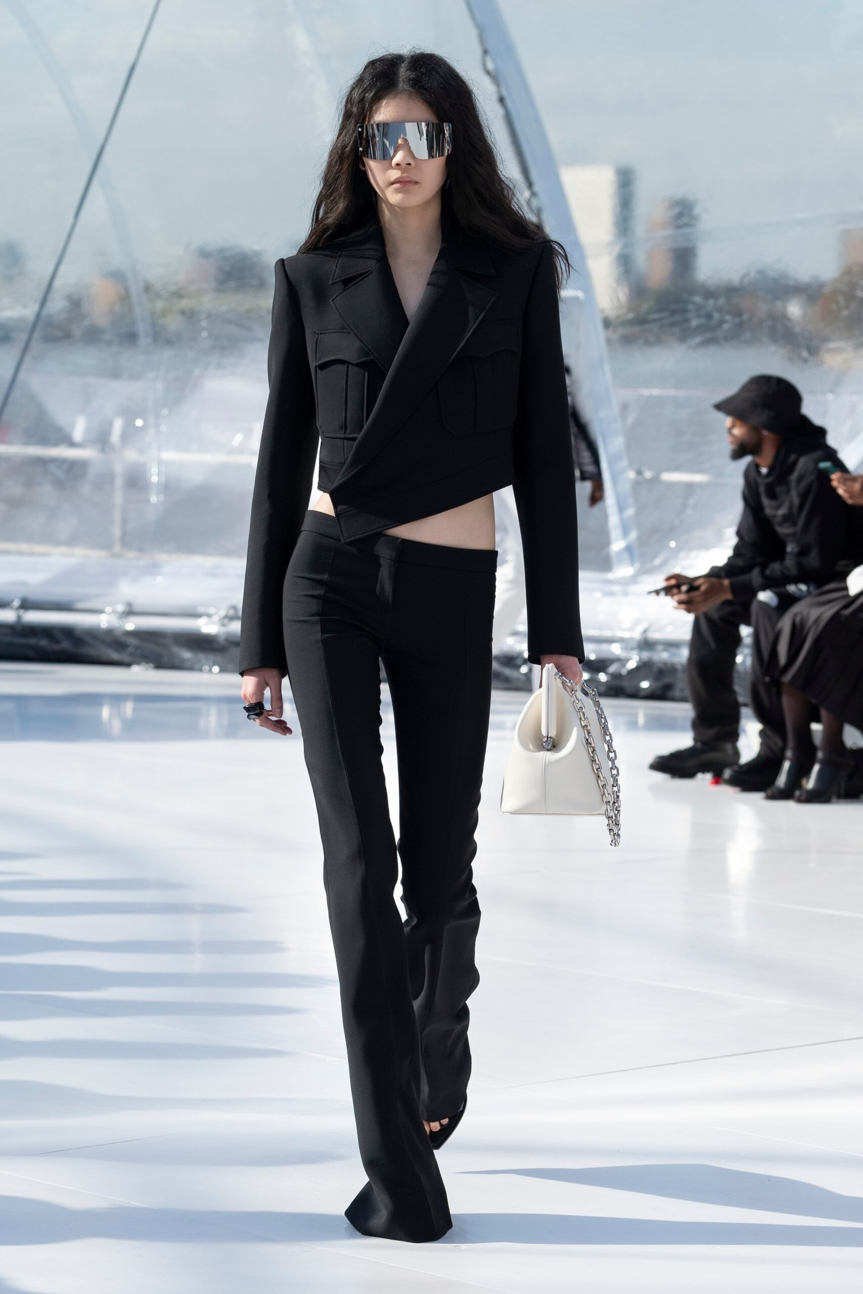 black fitted blazer and pants