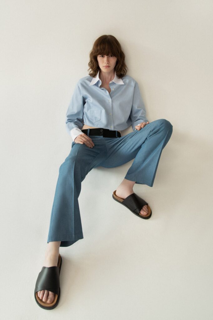 blue cotton shirt and pants