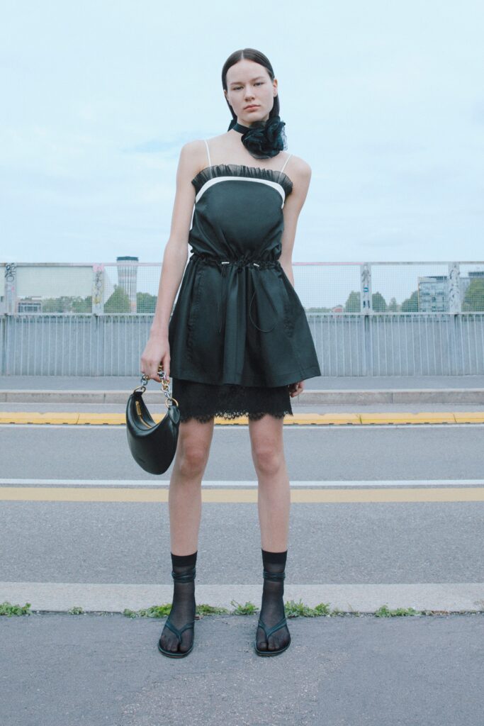 black silk mini dress