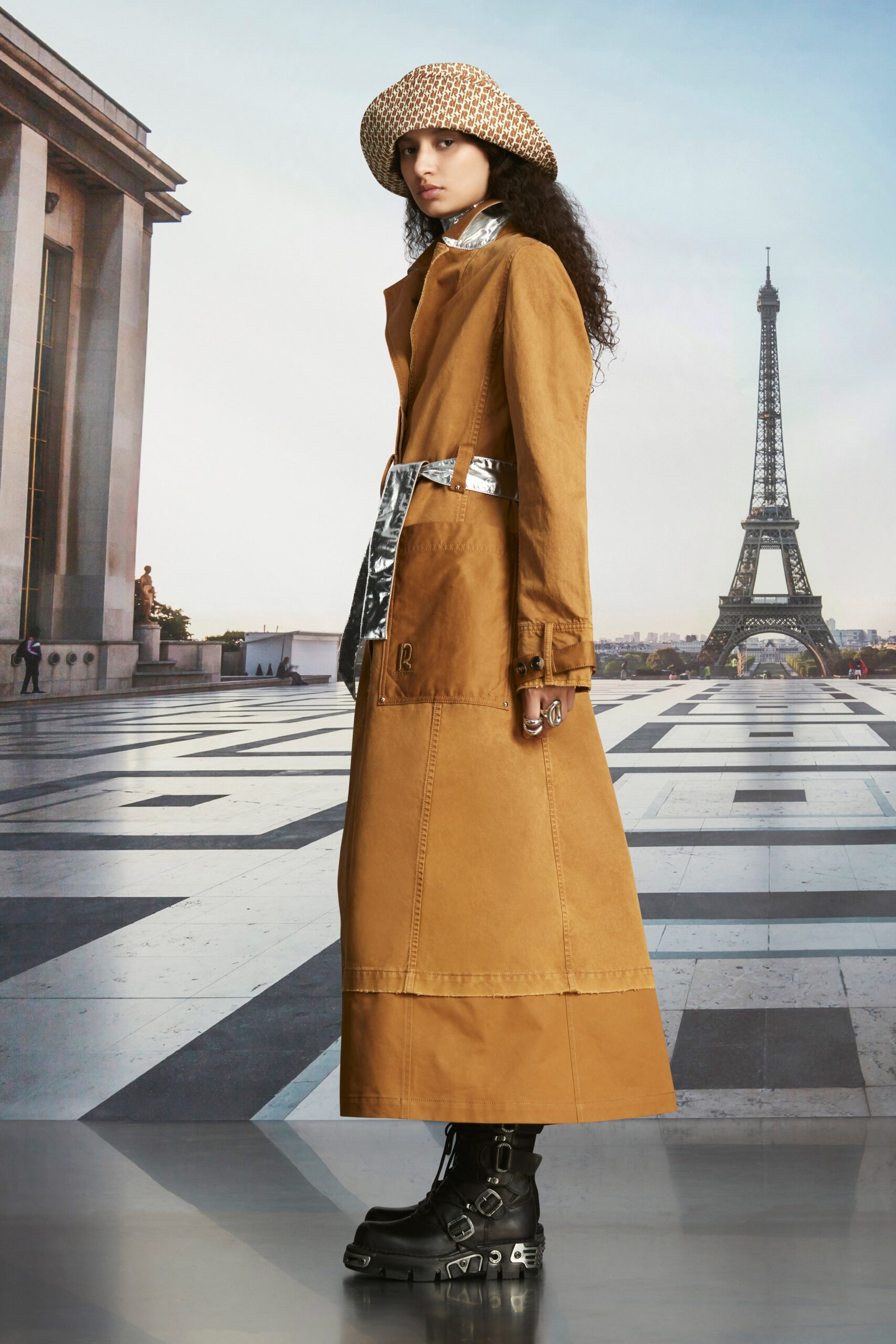 brown cotton belted trench coat