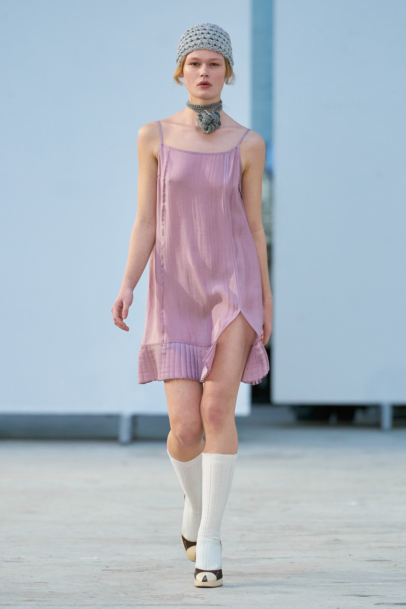 pink silk sleeveless dress