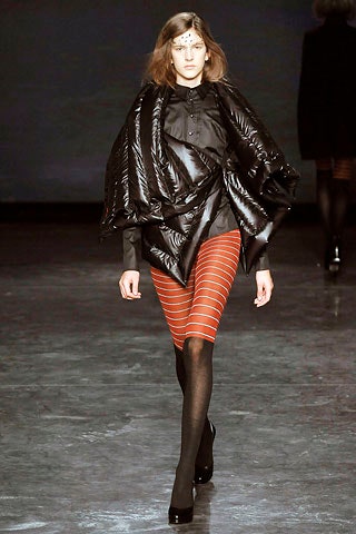 black silk blouse with padded cape