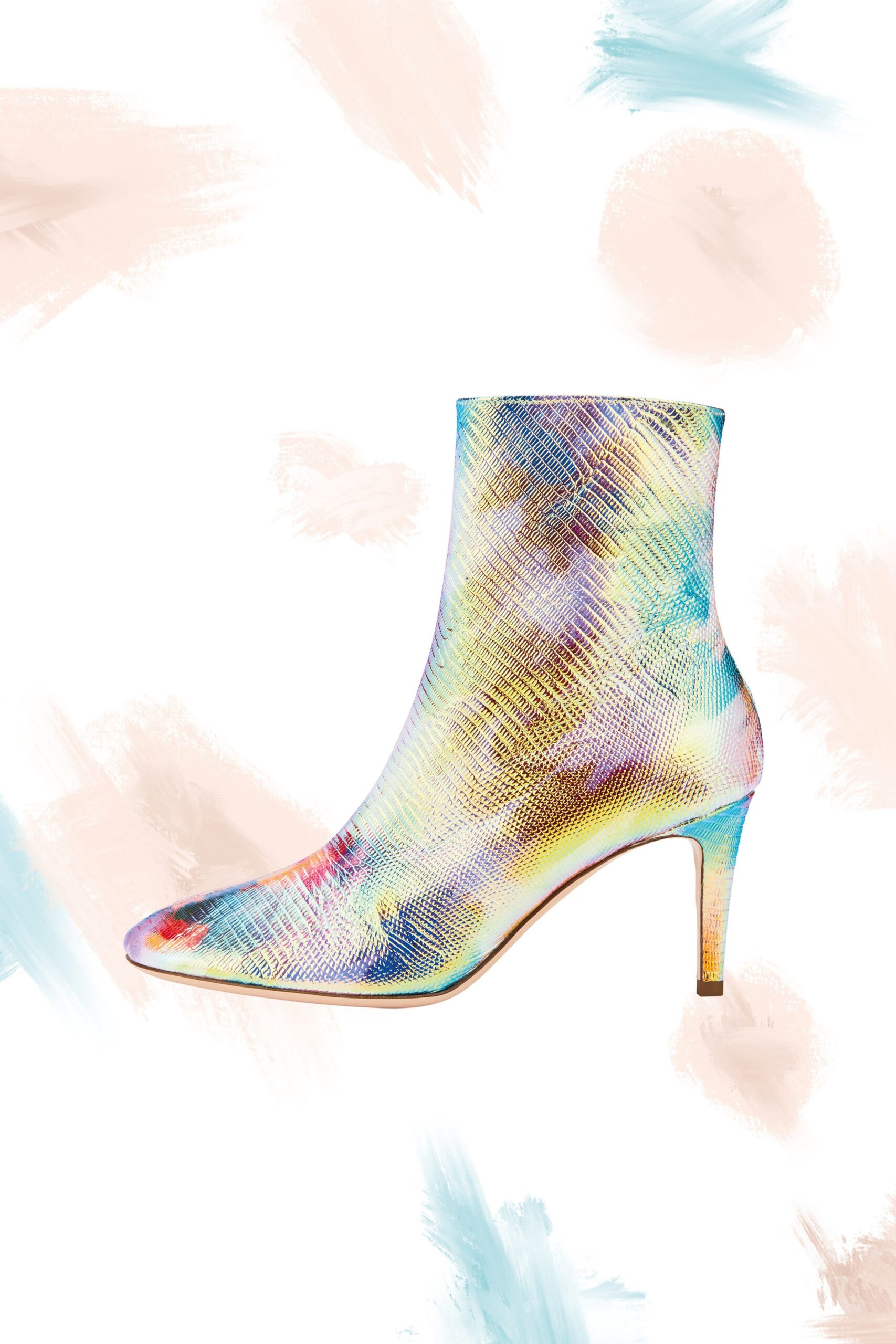 multi-colored fitted vinyl boots