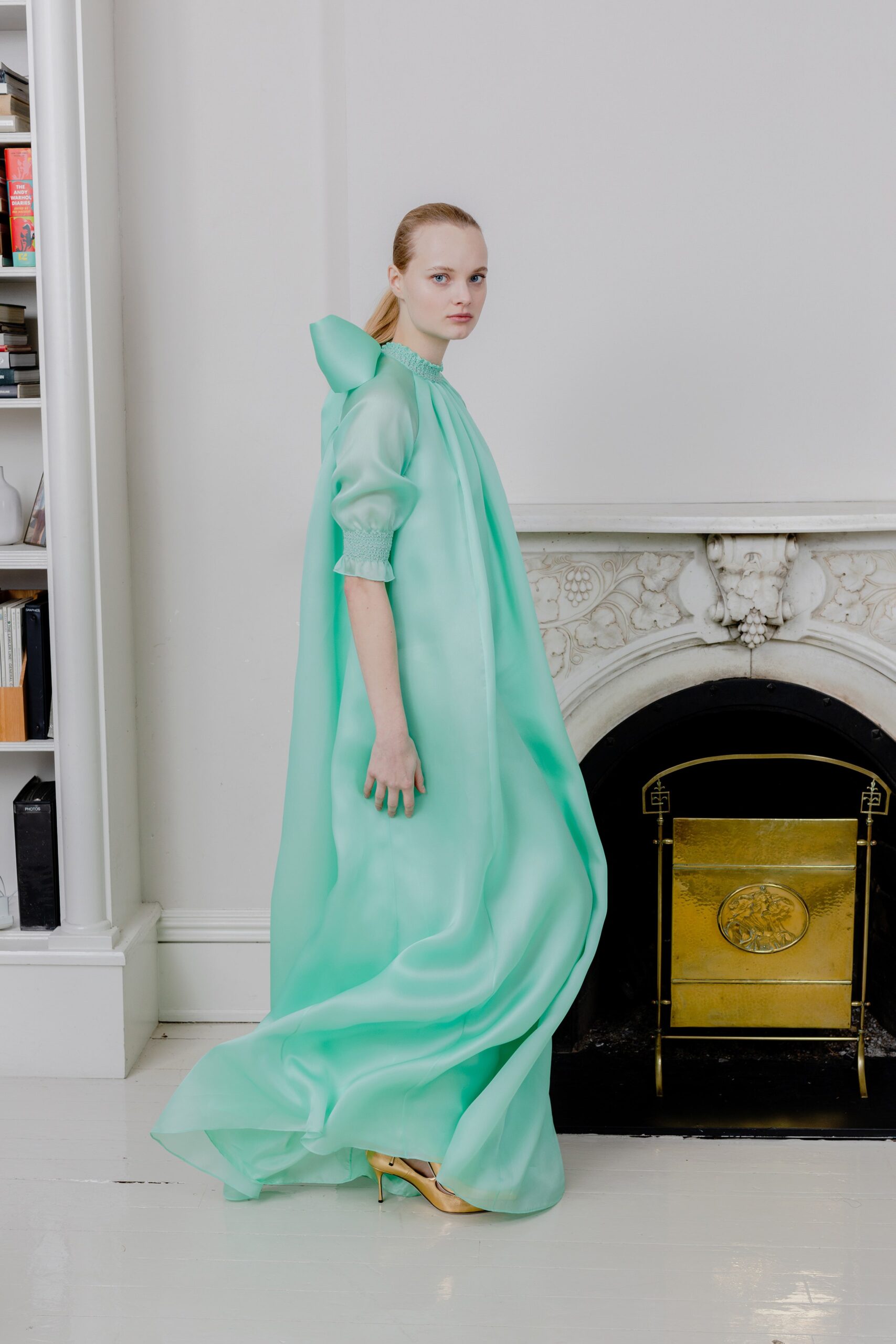 green silk relaxed maxi dress