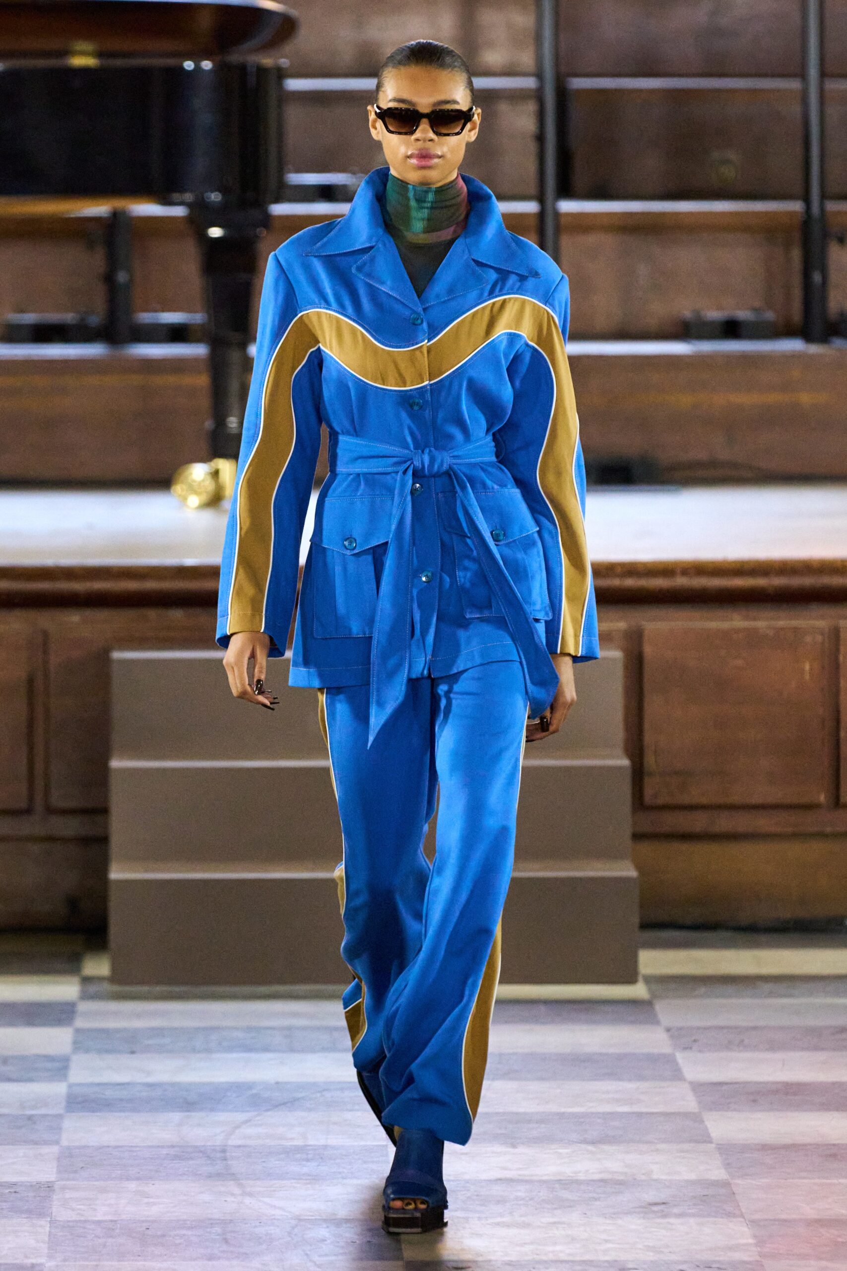 blue color-blocked jacket and pants