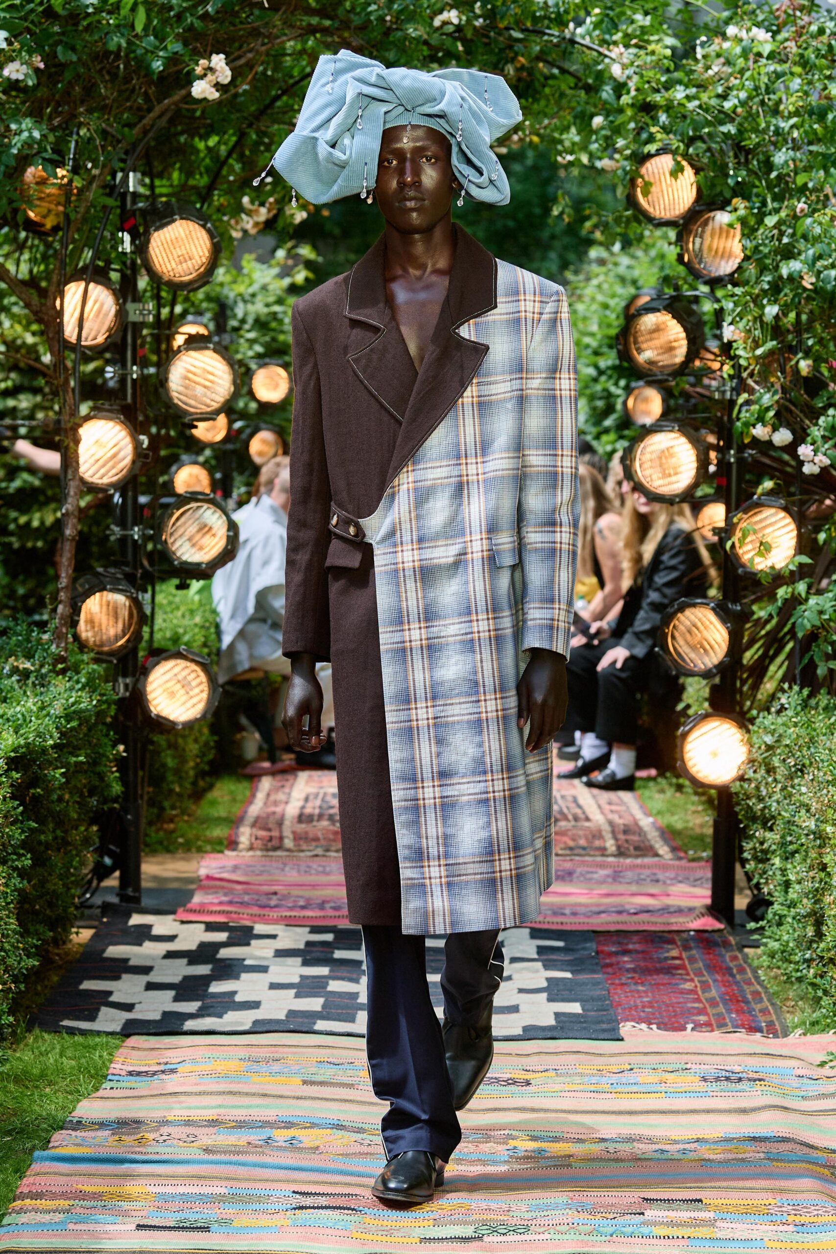 tailored brown plaid coat