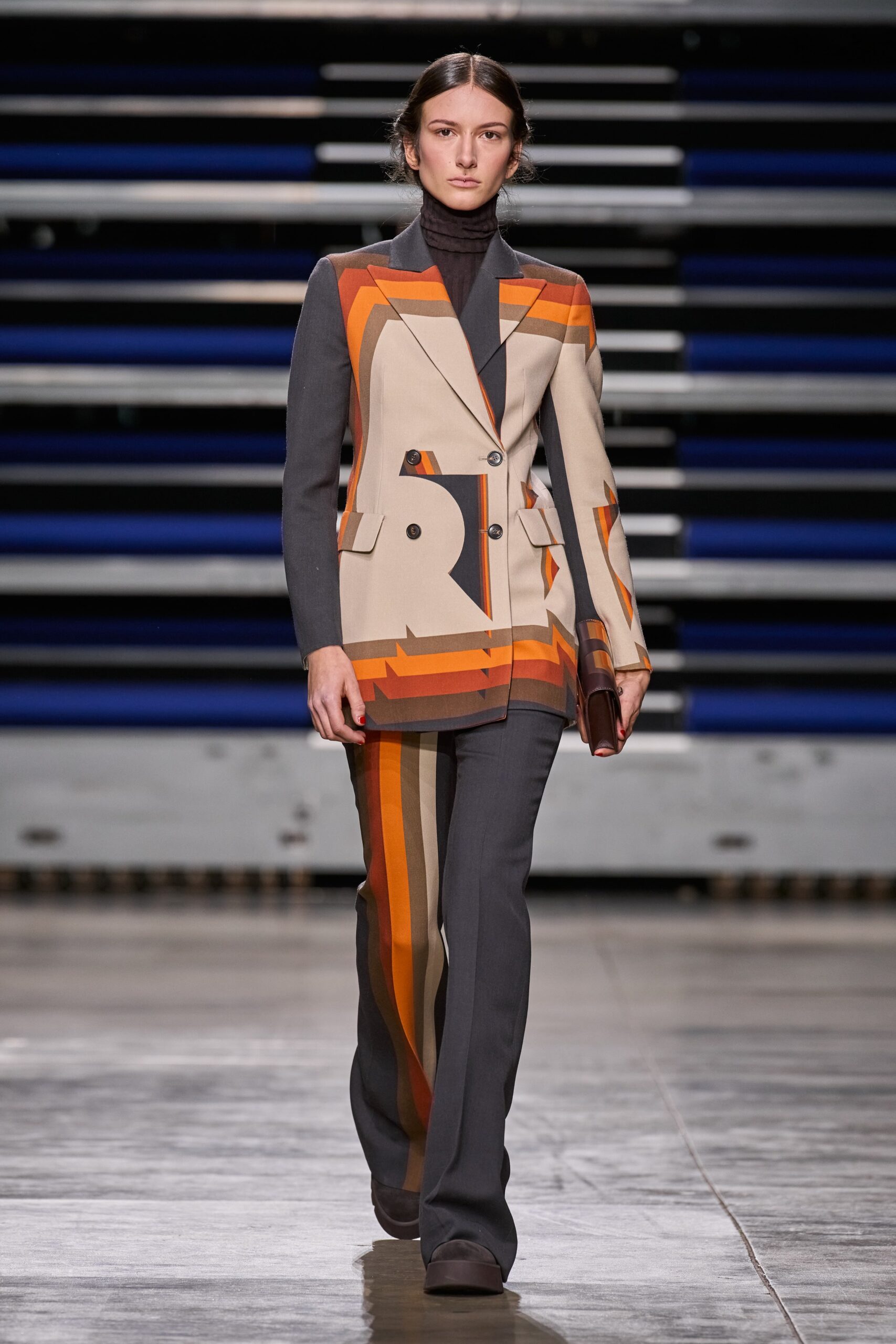 color-blocked tailored suit