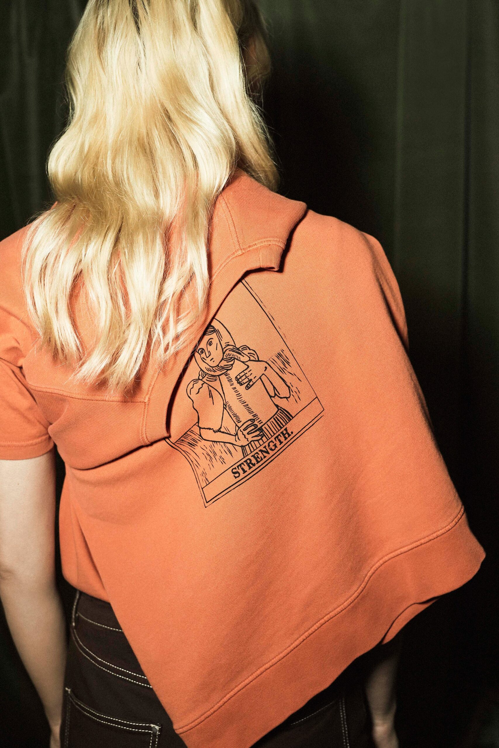 relaxed orange printed hoodie