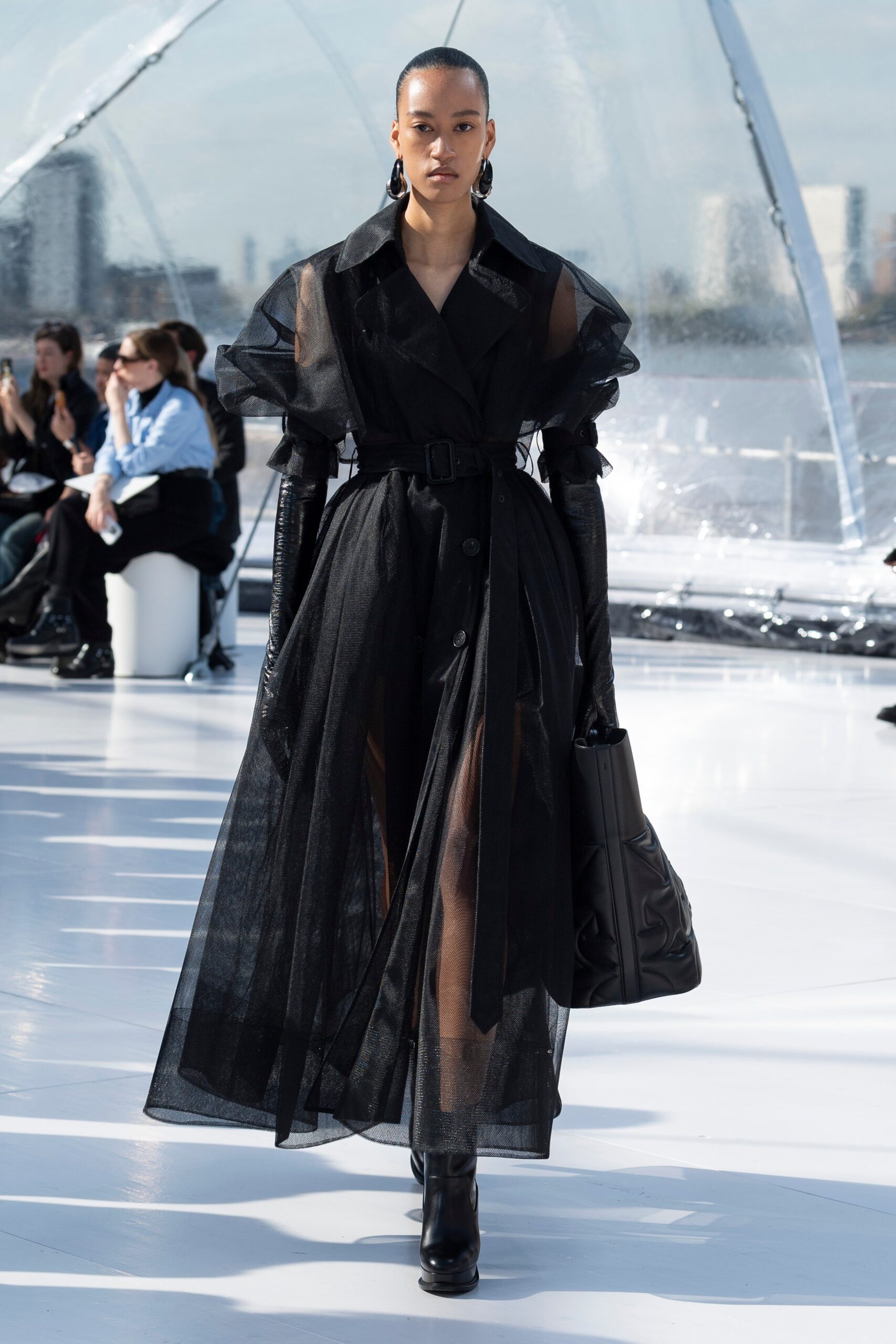 black sheer layered dress