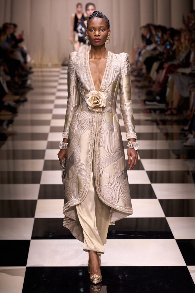 gold silk fitted gown