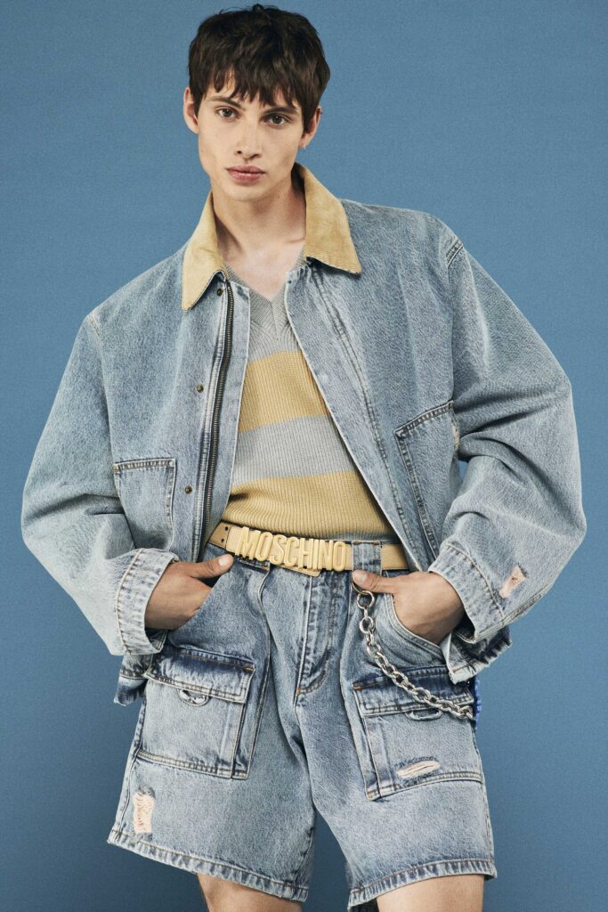 denim jacket with striped top