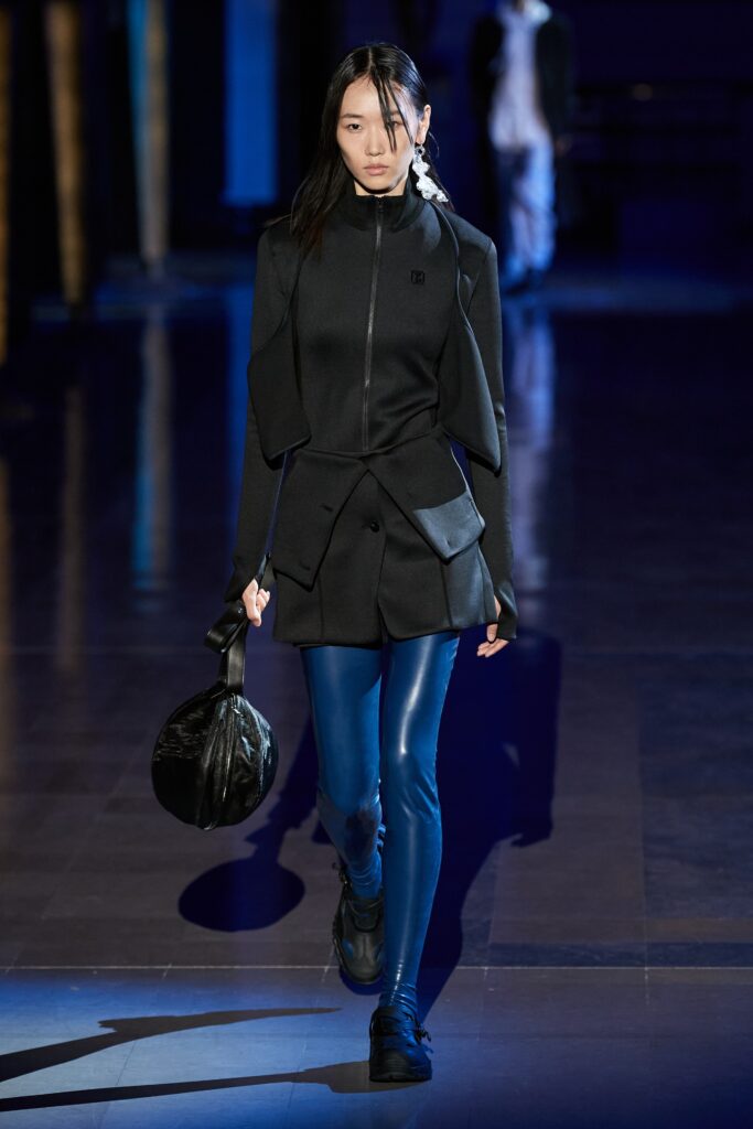 black neoprene fitted jacket