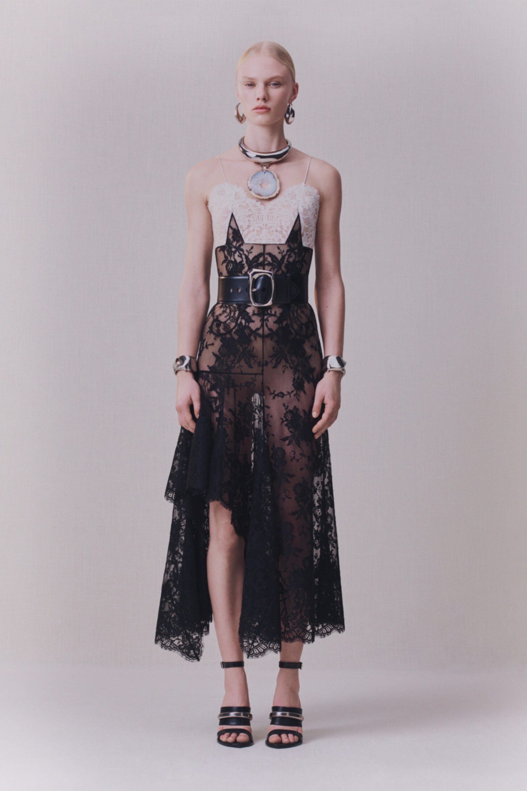 black and white lace dress