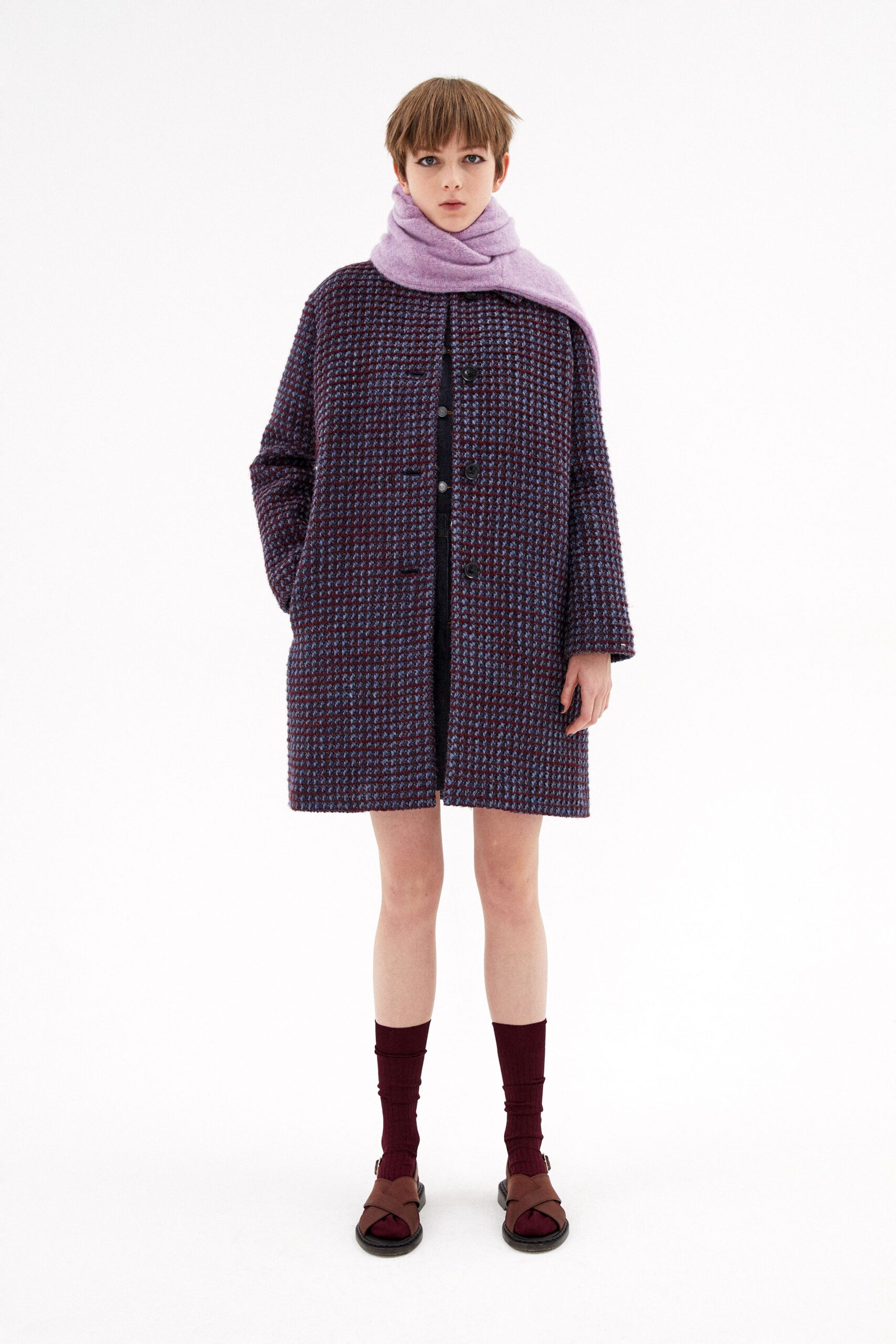 purple wool relaxed coat