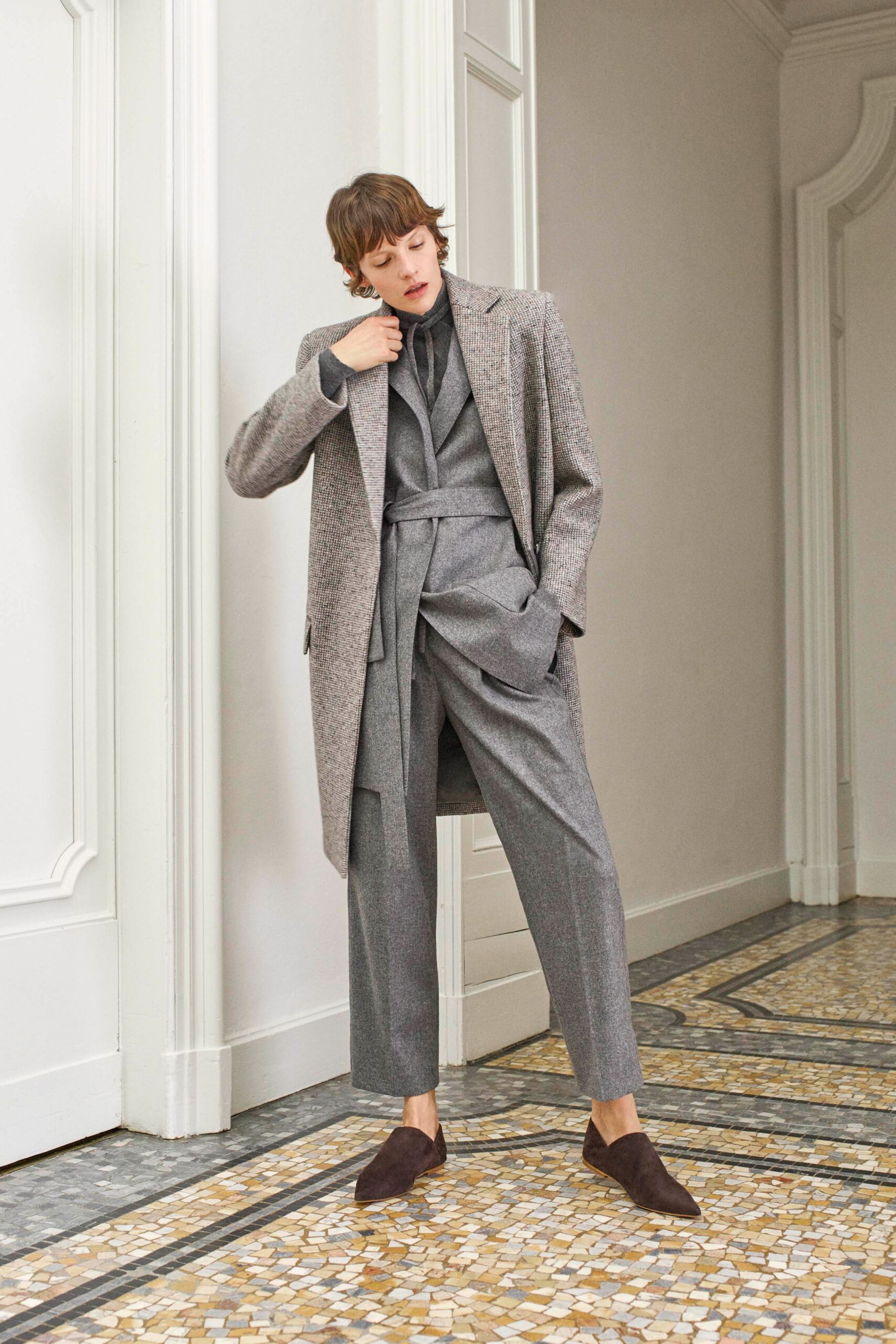 gray wool coat and suit