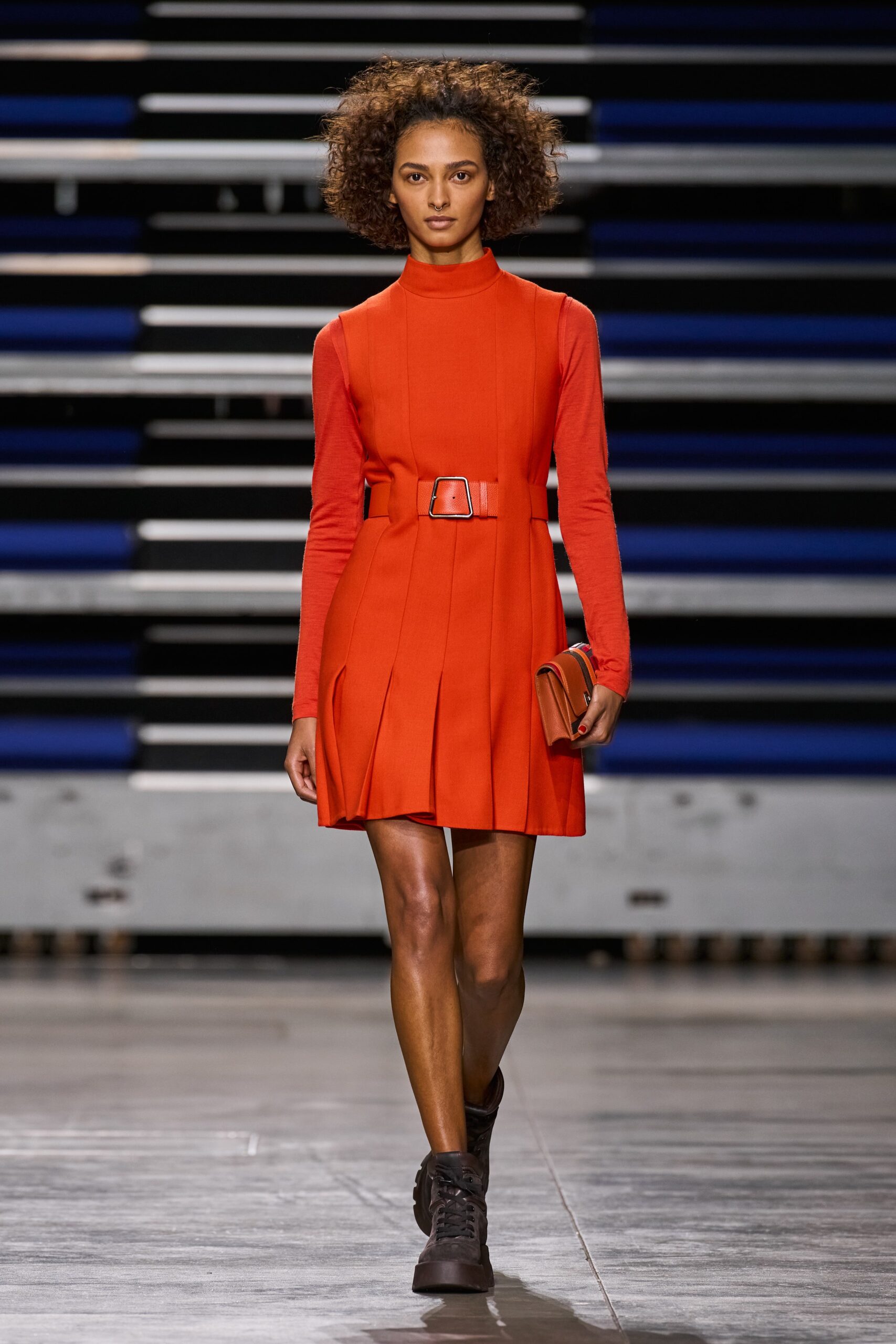 fitted red pleated dress