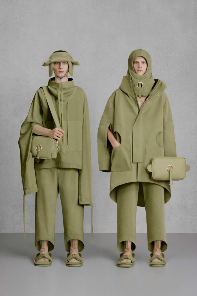 green oversized jacket and pants