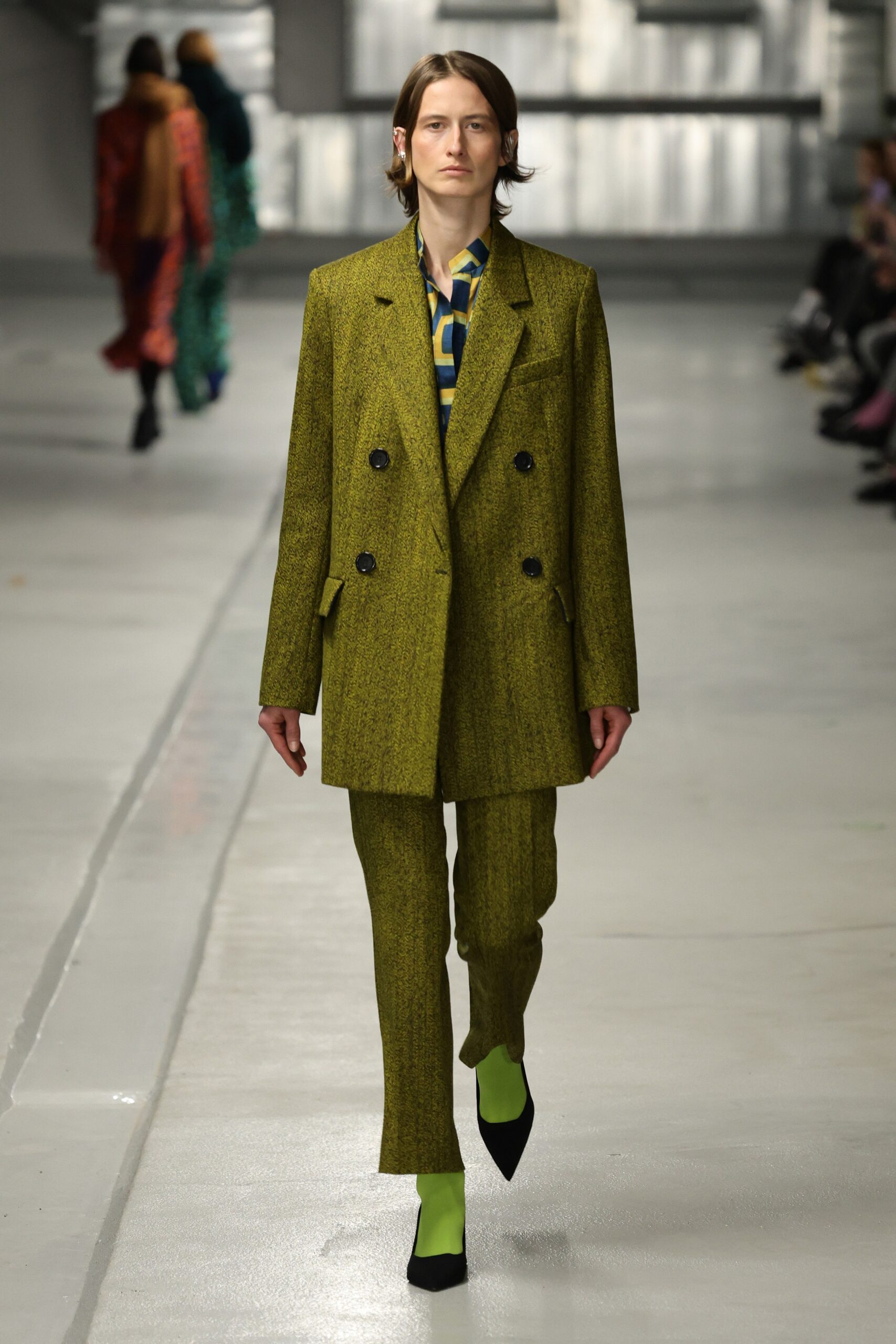 green tweed tailored suit