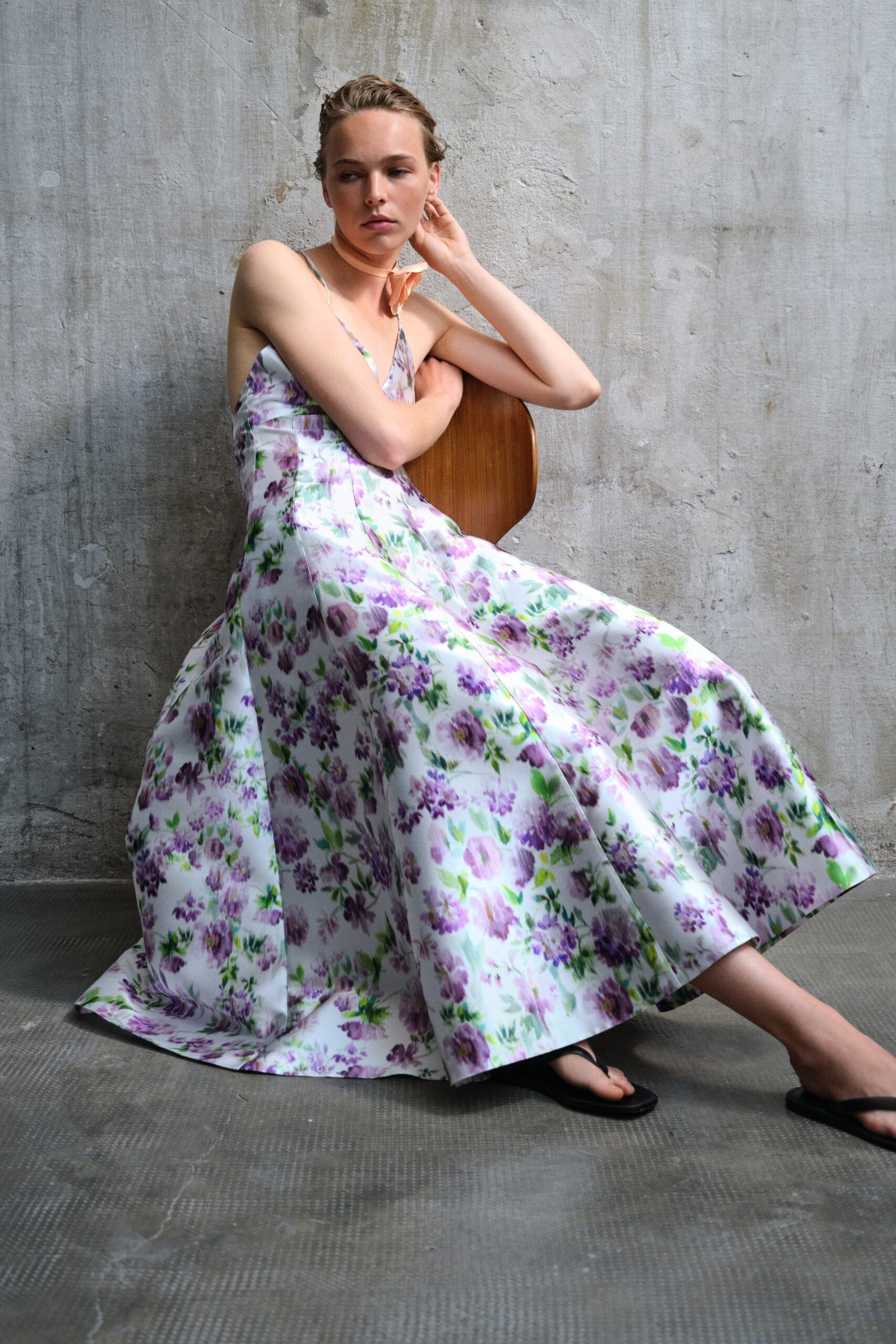 floral silk midi dress
