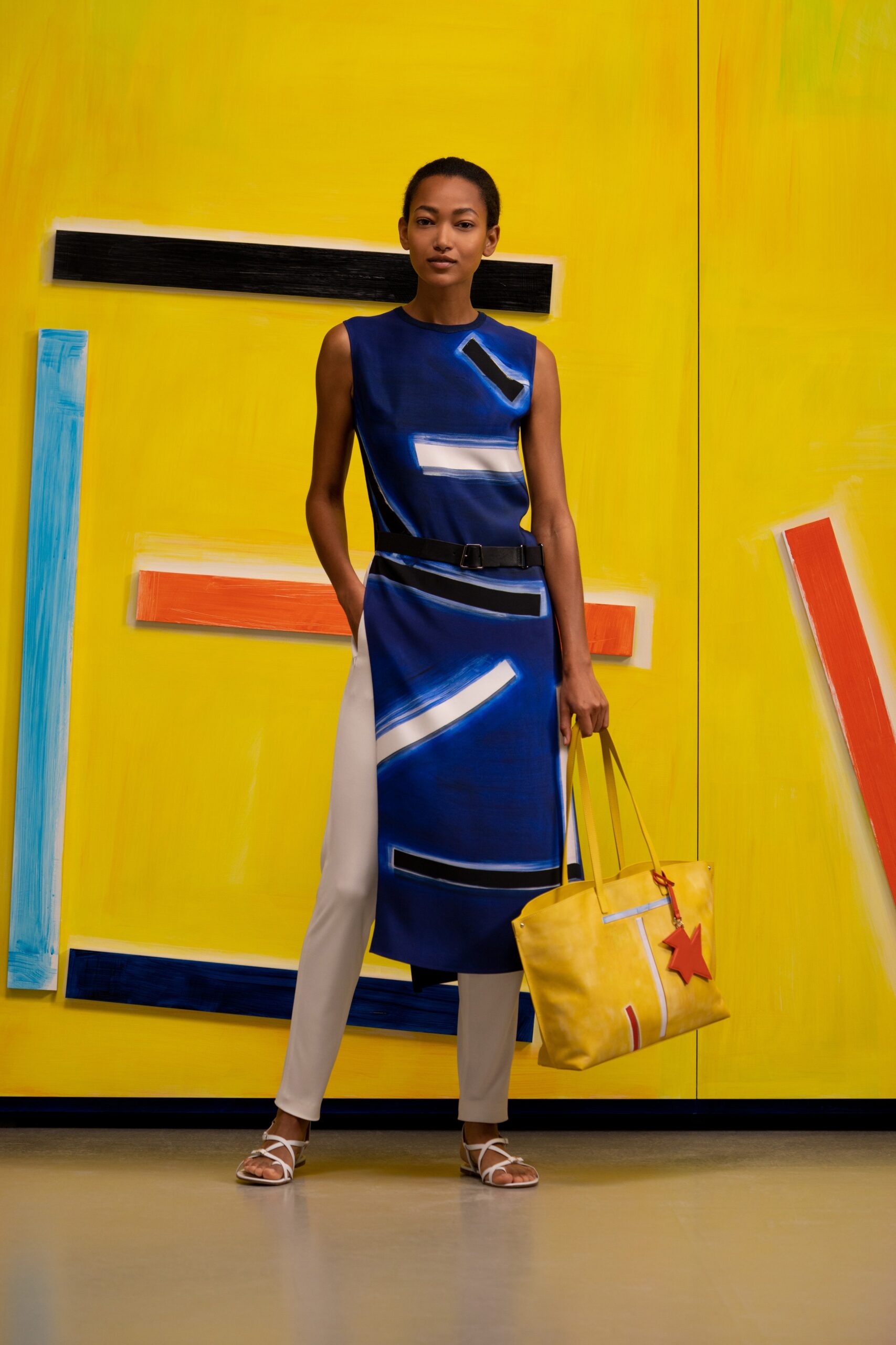 blue cotton sleeveless dress