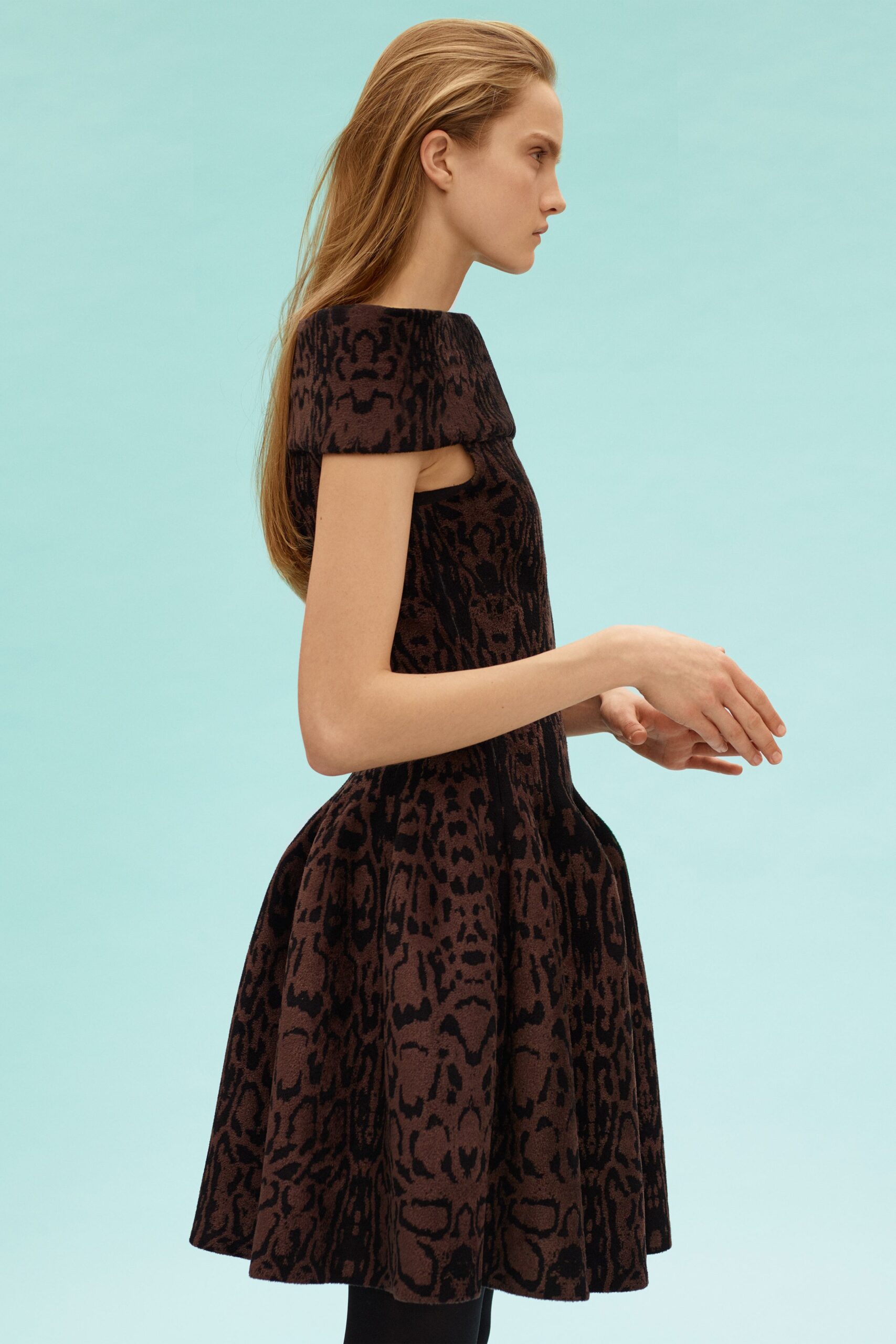 brown black animal-print mini dress
