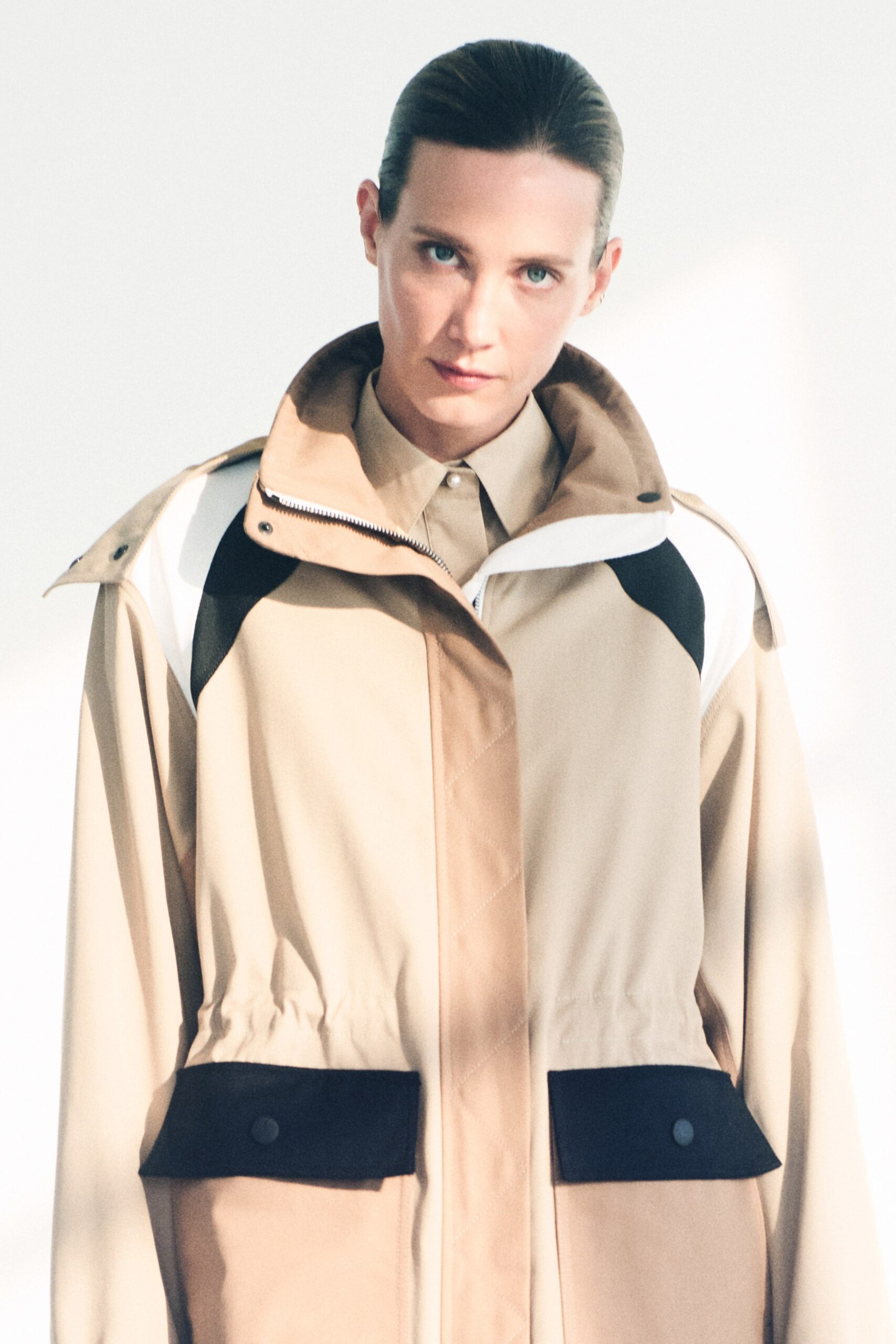 beige relaxed jacket with pockets