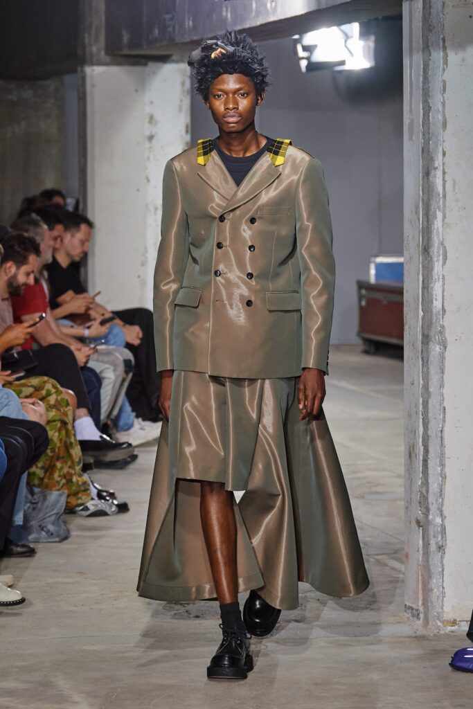 gray vinyl fitted suit