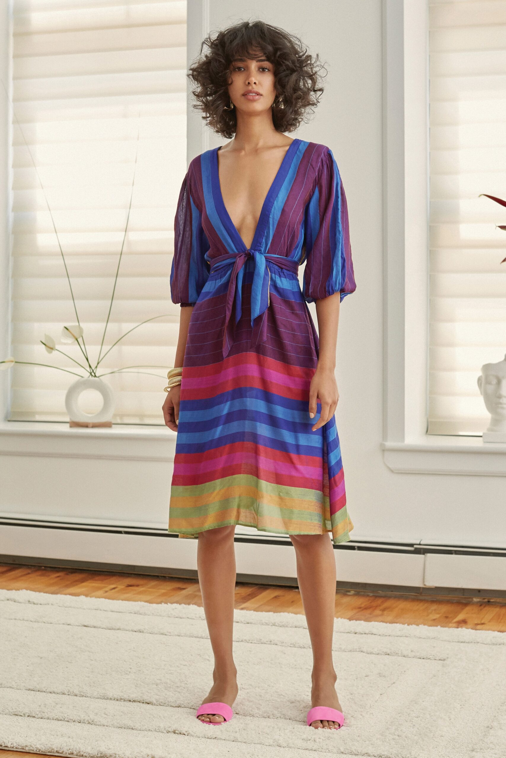 striped relaxed midi dress