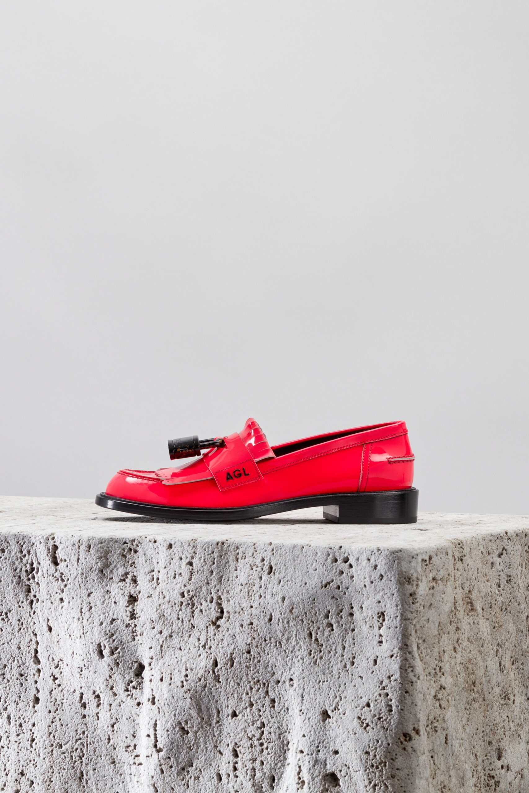red leather shoes