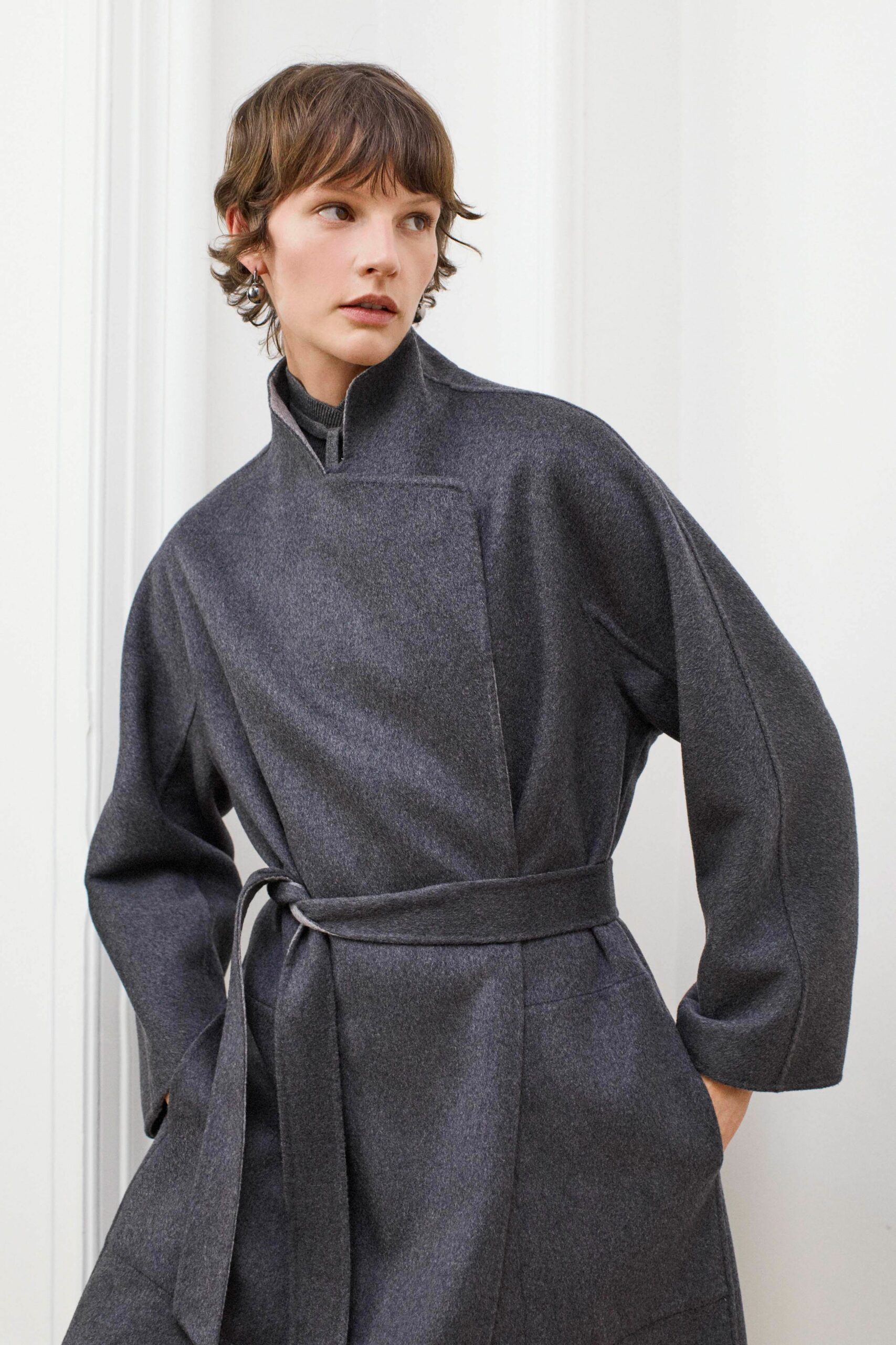 gray wool relaxed coat