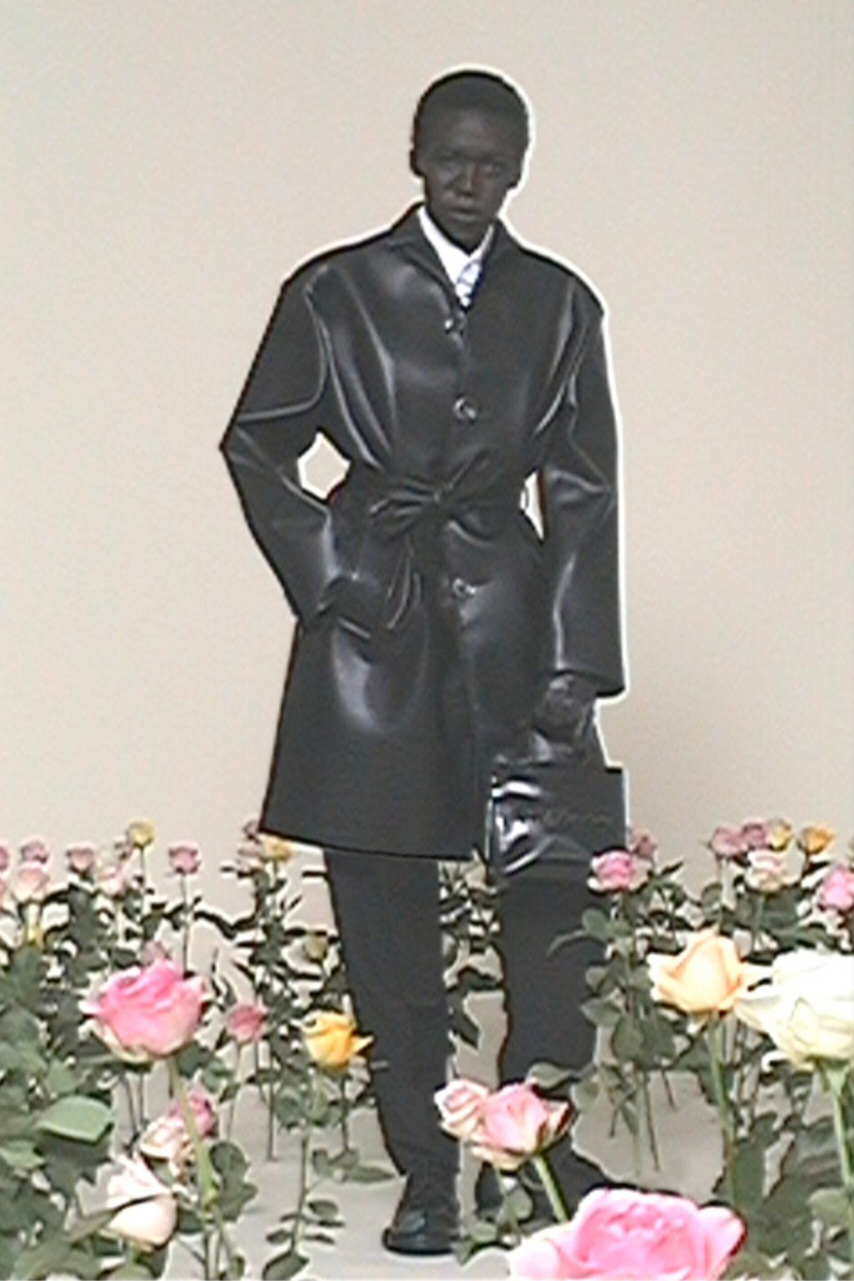 black leather coat and pants