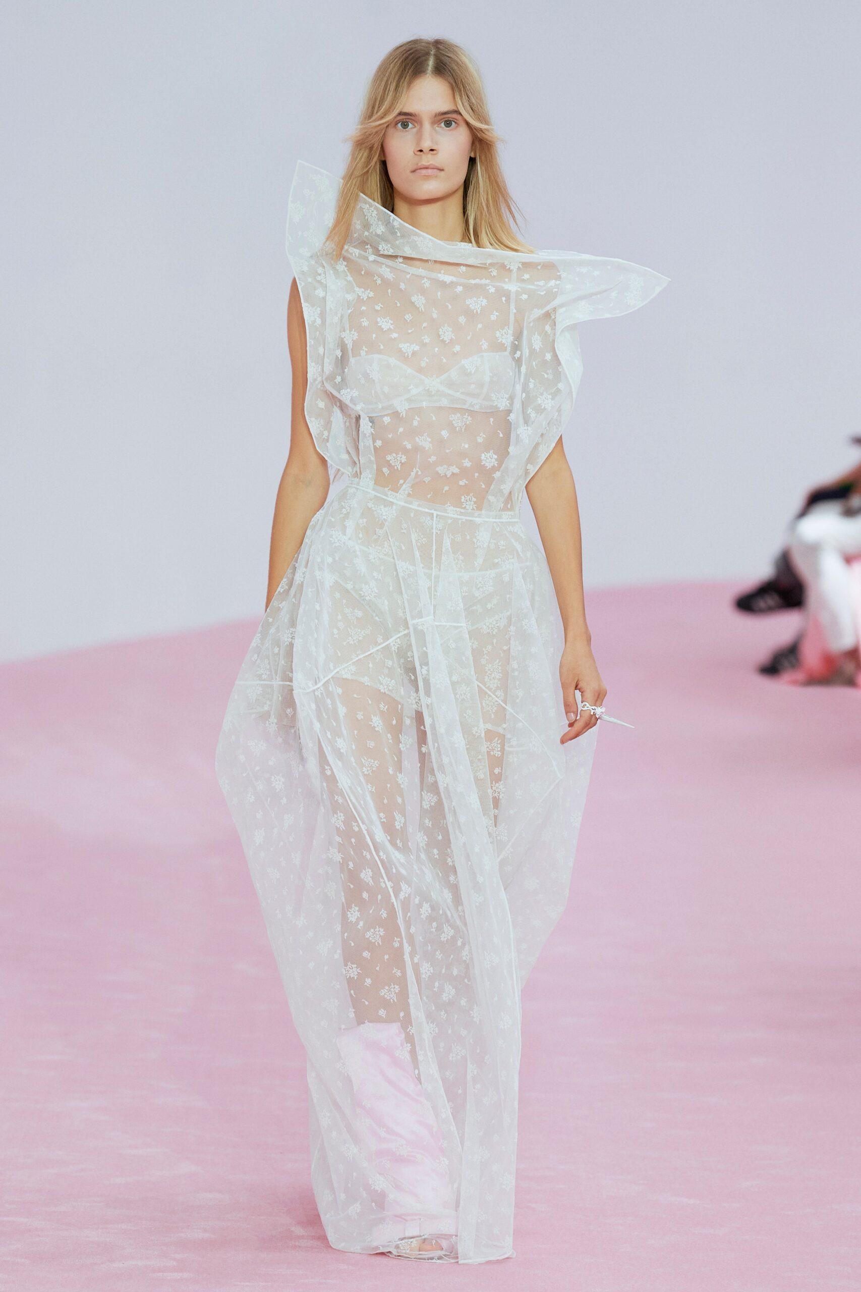 white sheer layered gown