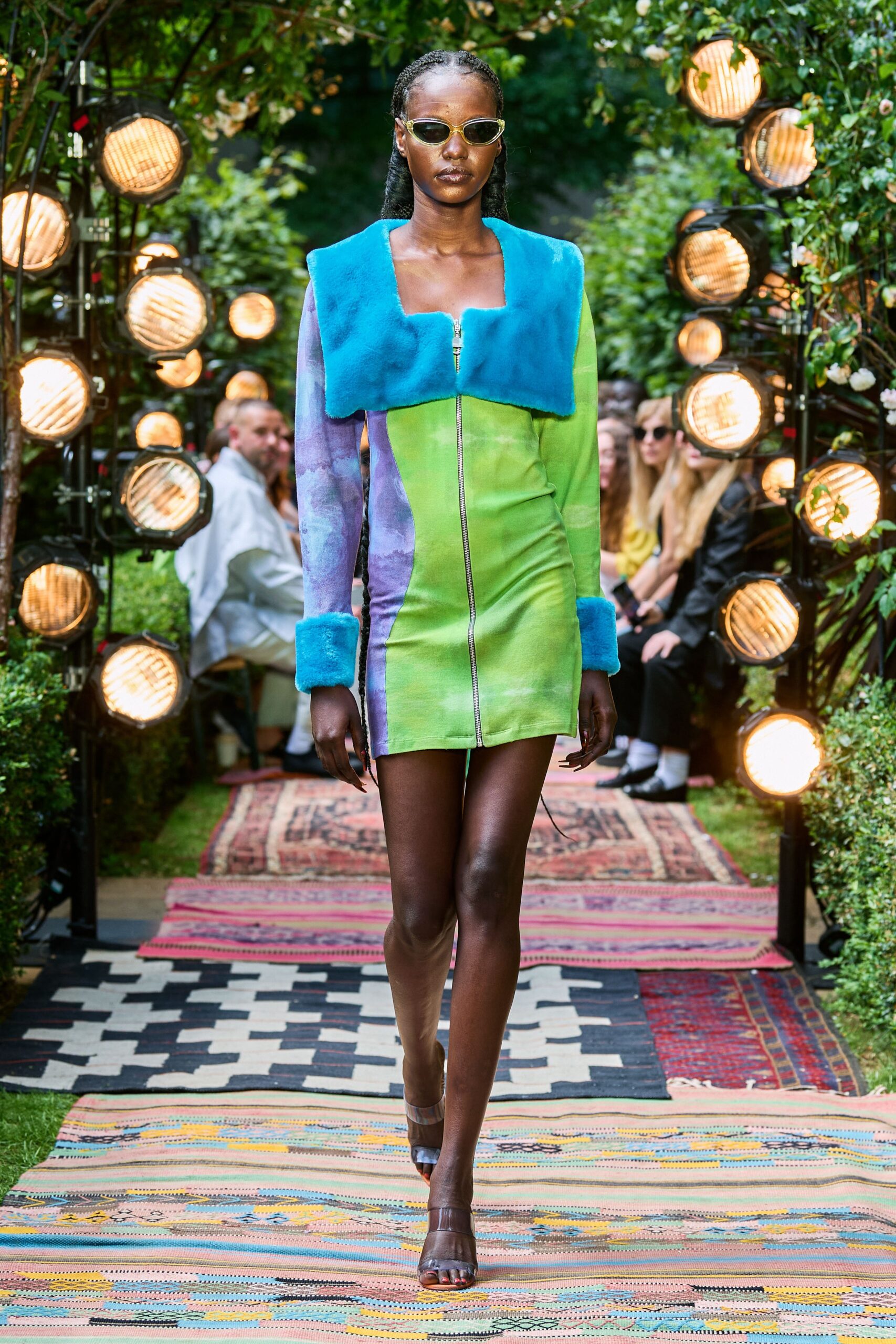 color-blocked mini dress