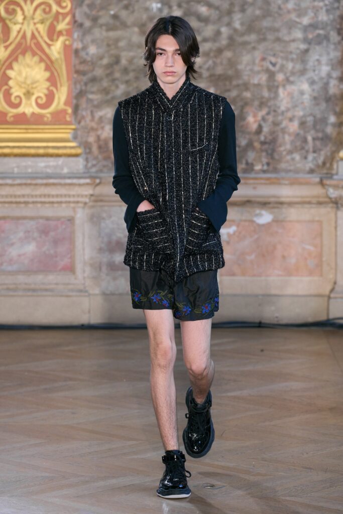 black relaxed jacket with shorts