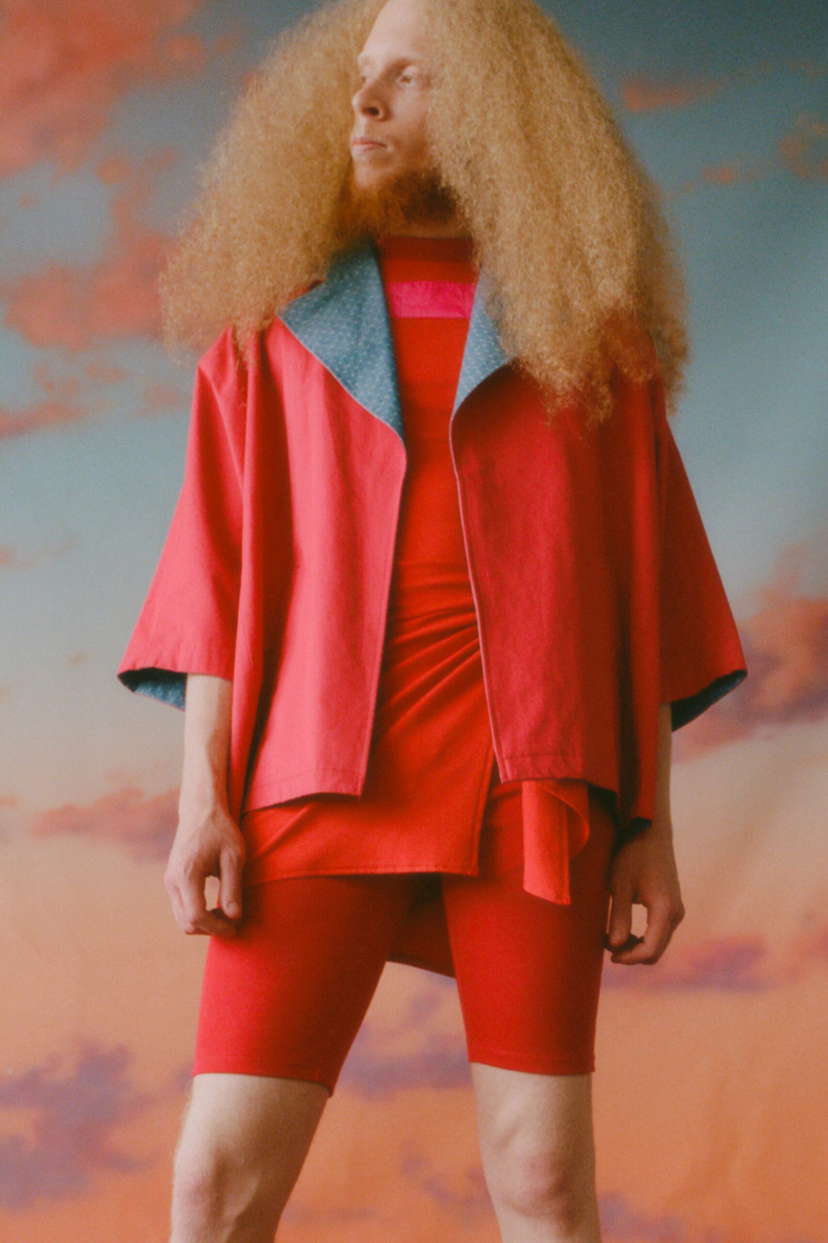 red cotton jacket and dress