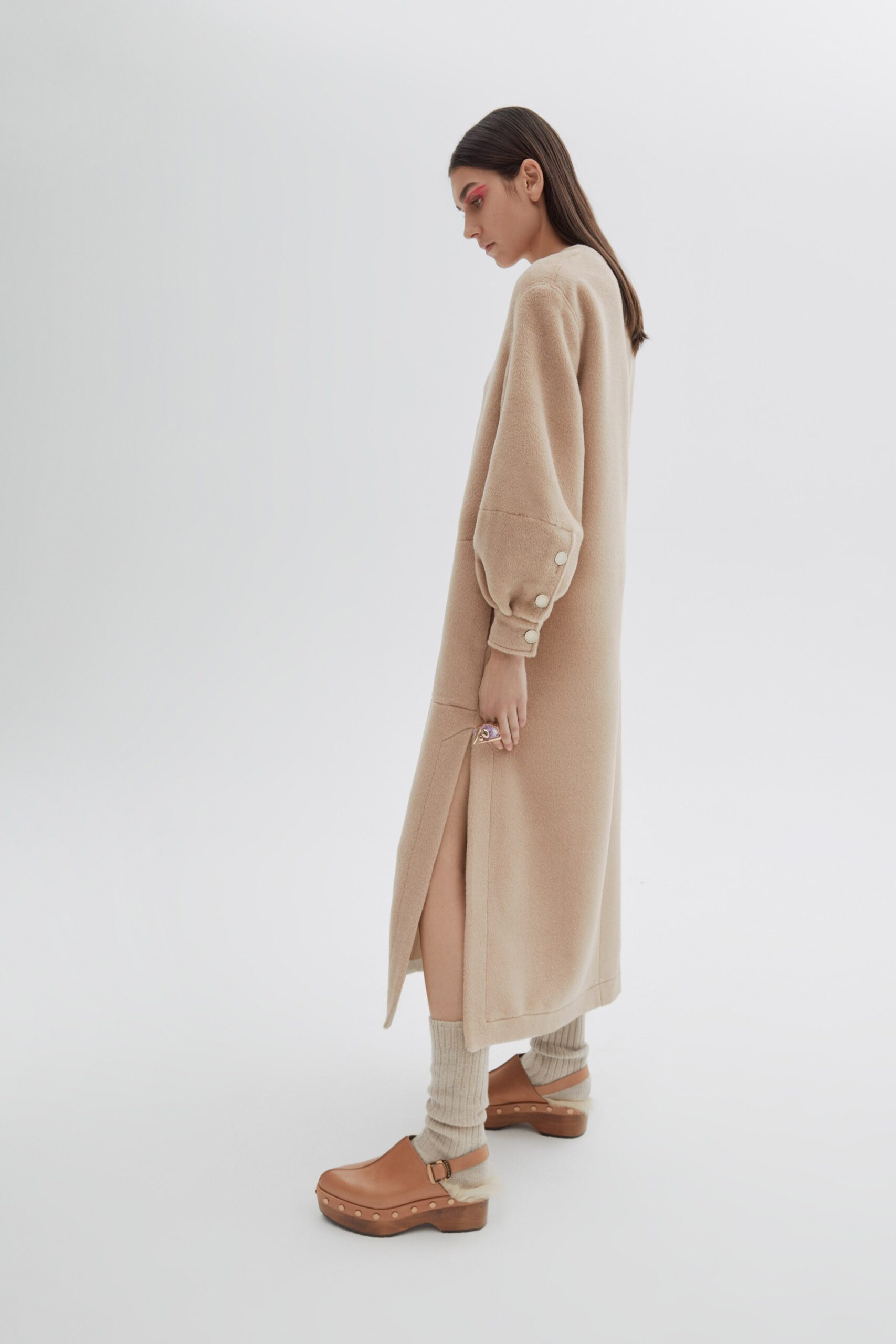 beige wool relaxed dress