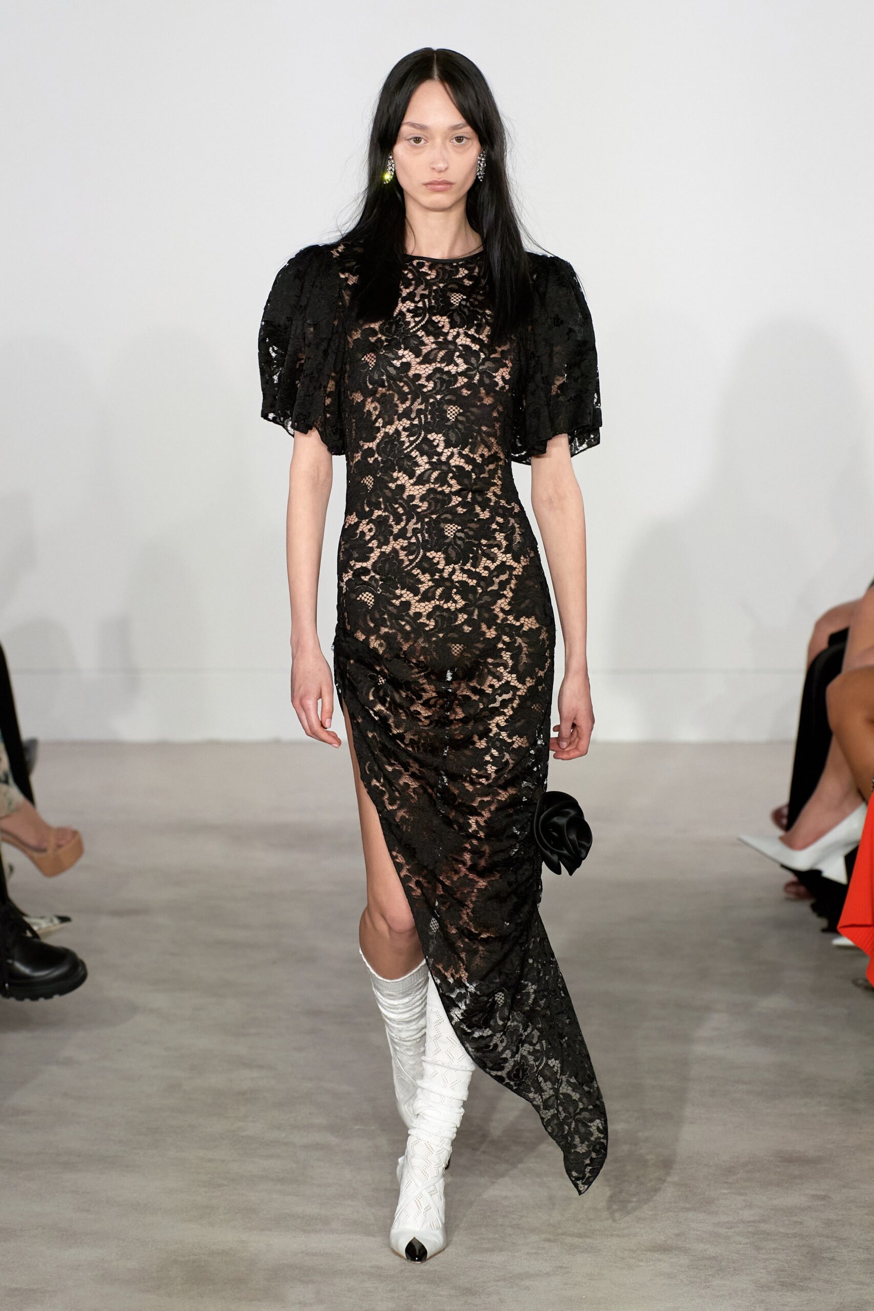 black lace fitted dress