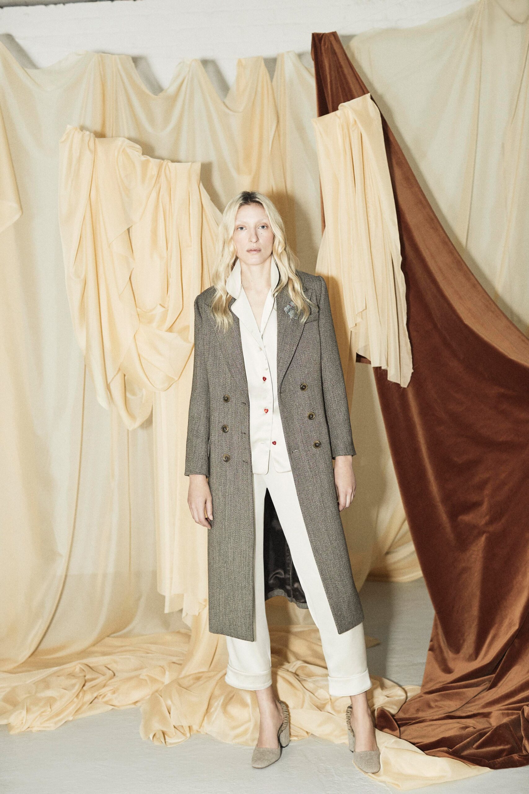 gray wool tailored coat