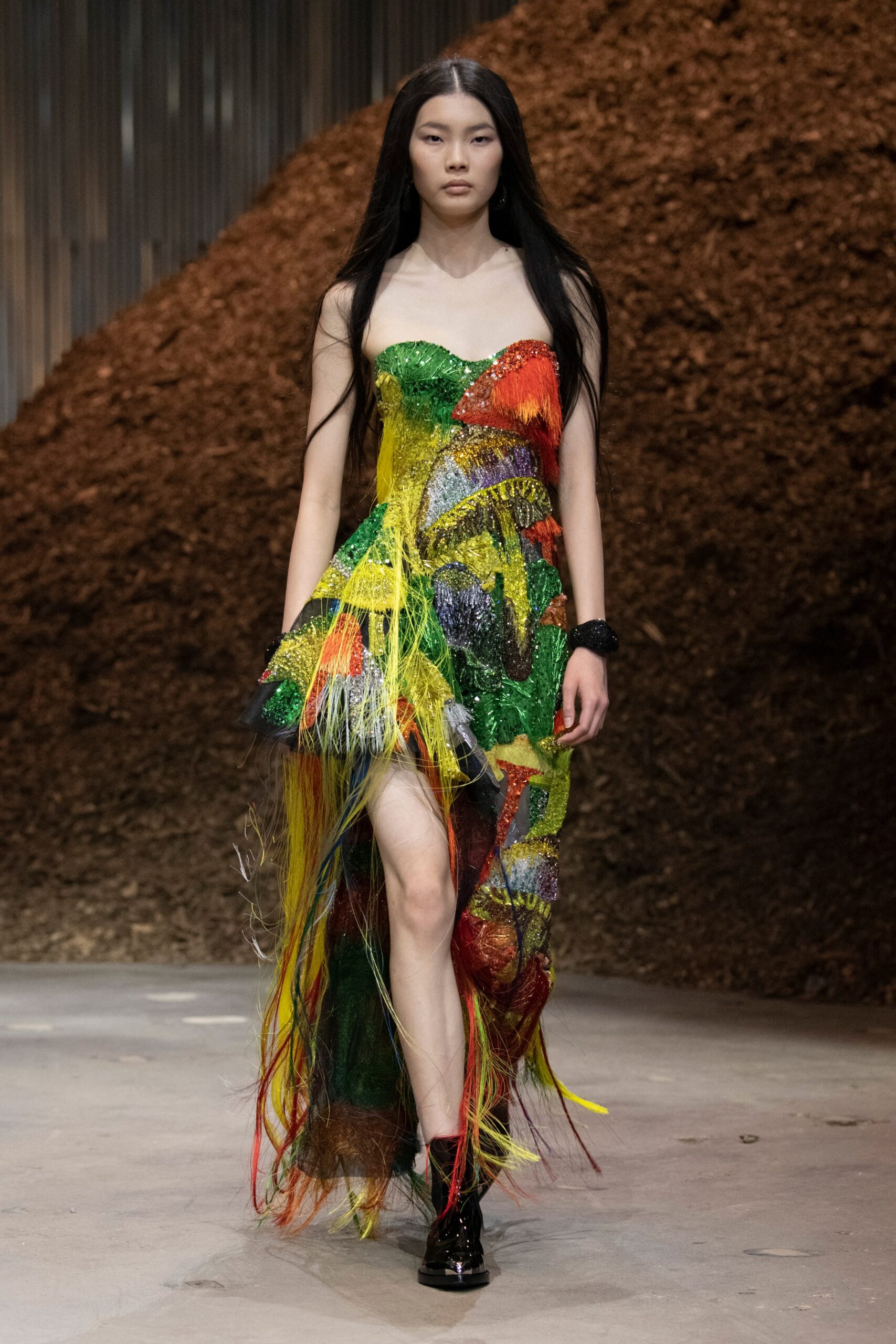colorful fringed midi dress