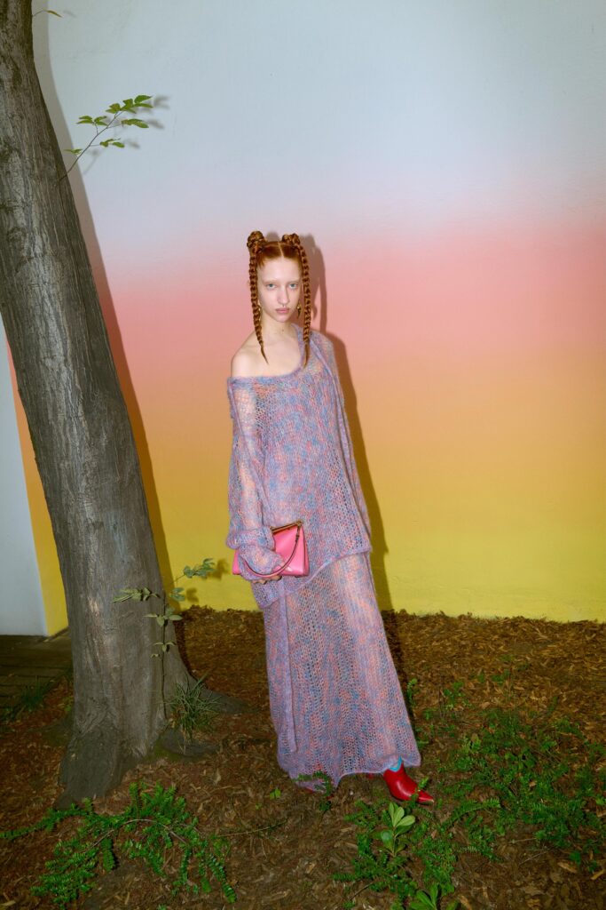 relaxed pink and purple maxi dress