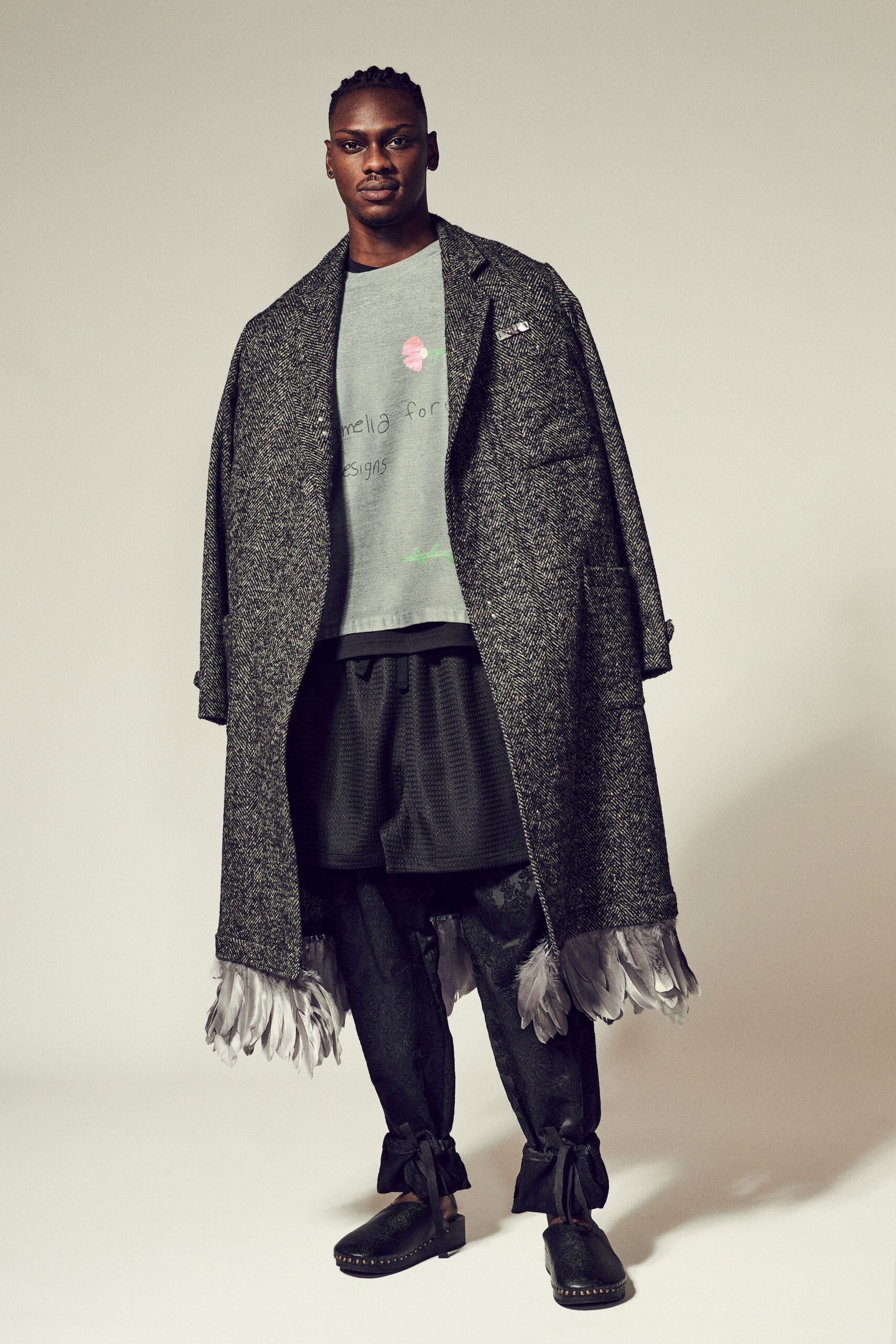 gray wool coat with relaxed fit