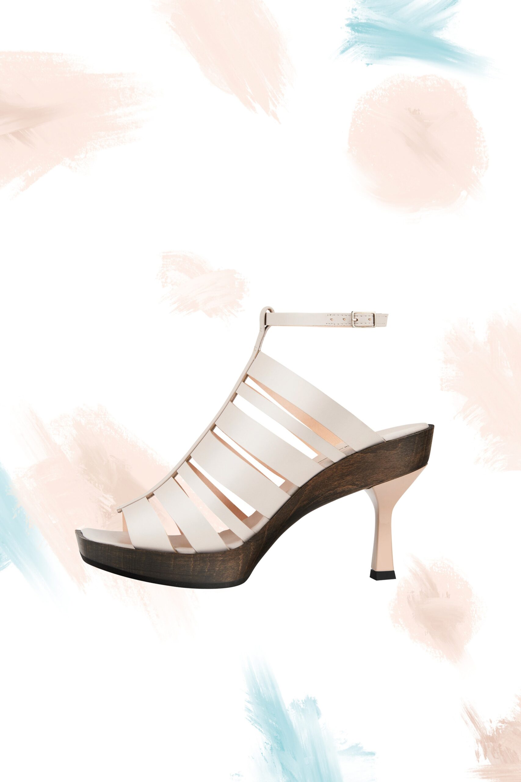 white strappy leather shoes