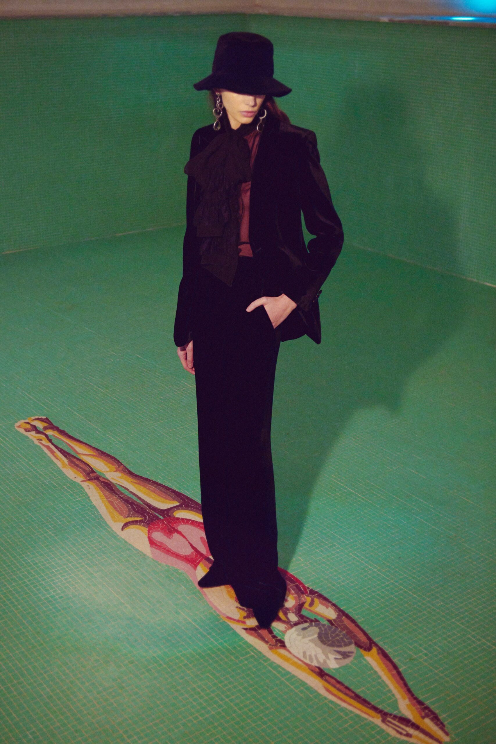 black velvet tailored blazer and pants