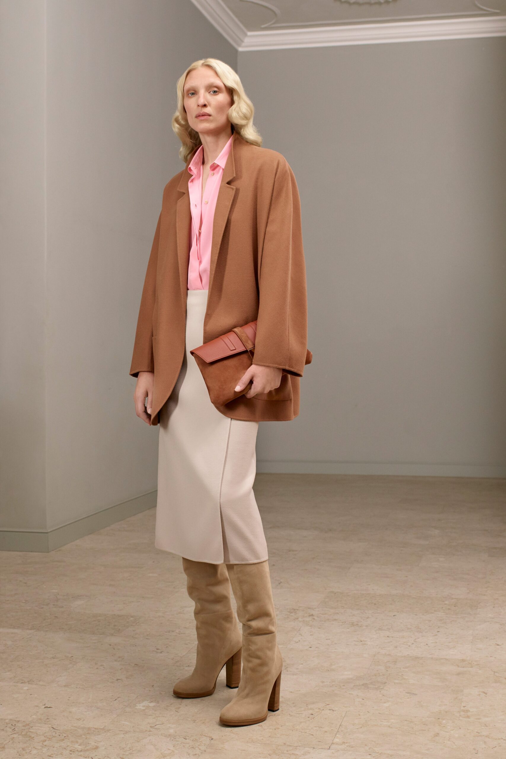 beige suede fitted boots