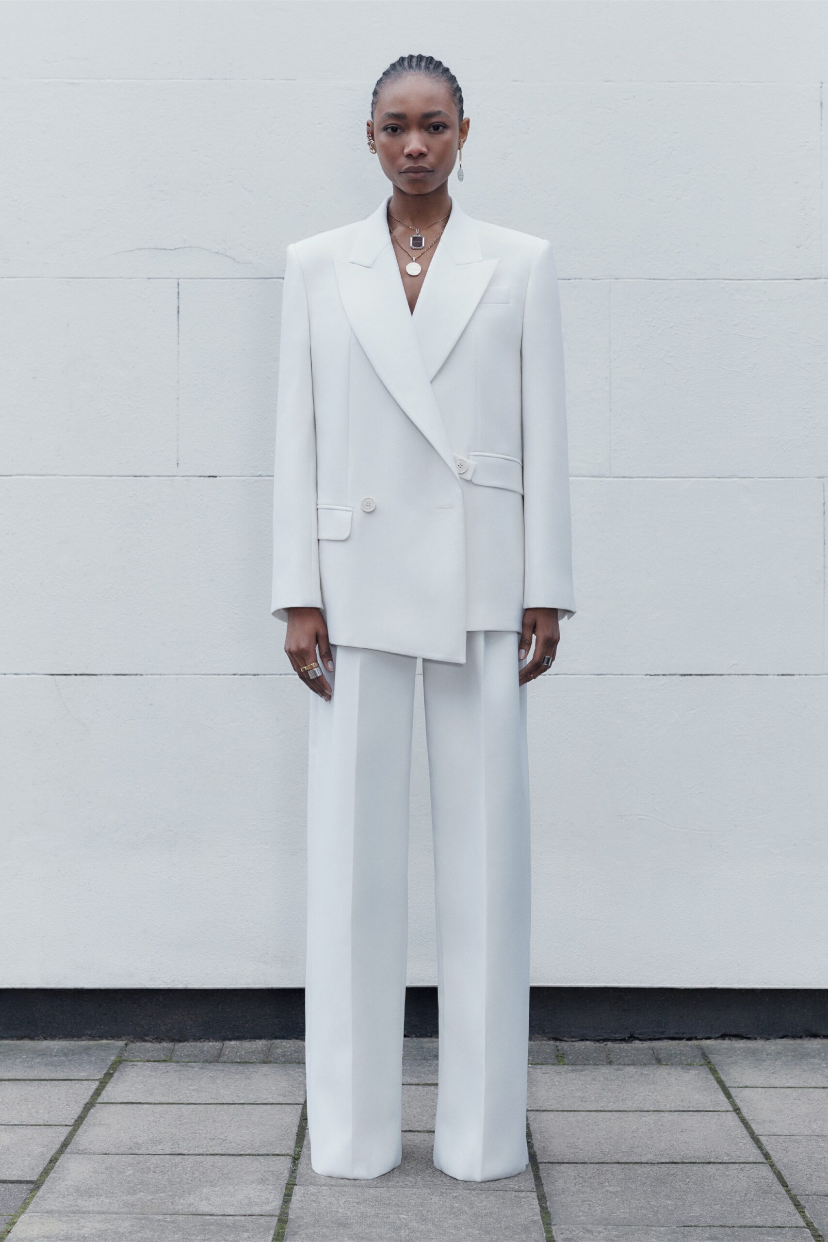 white tailored suit