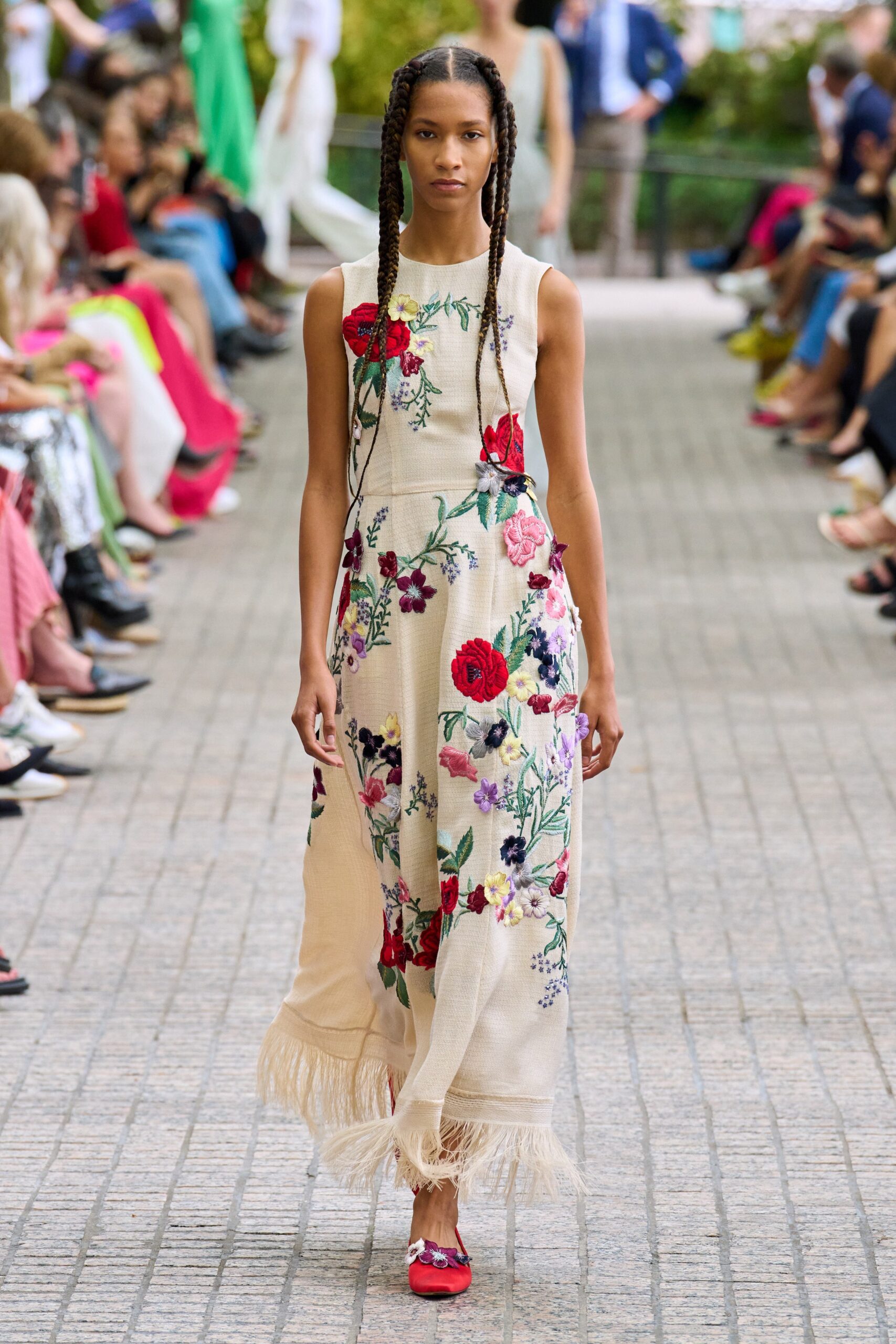 beige embroidered maxi dress