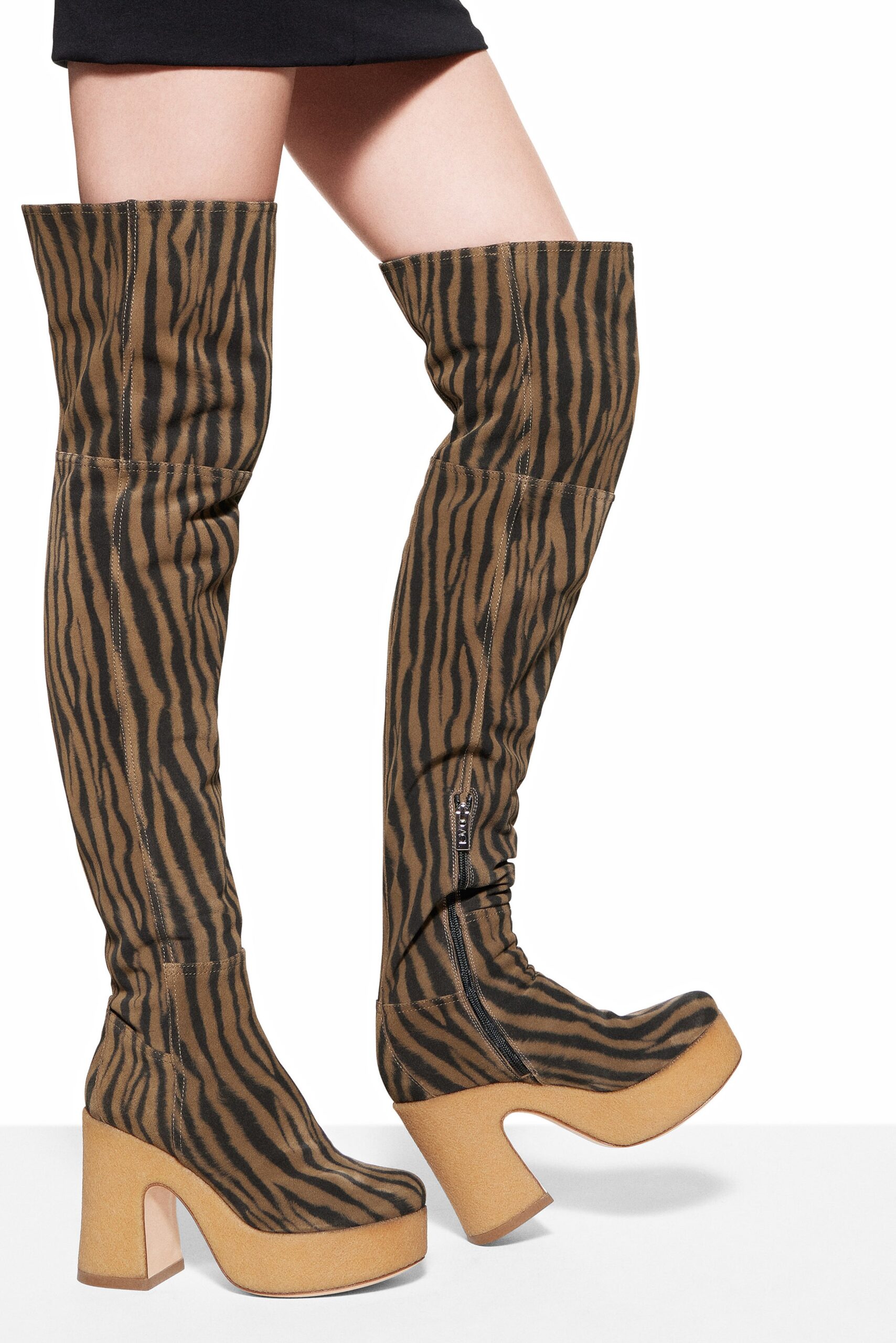 brown and black animal-print boots
