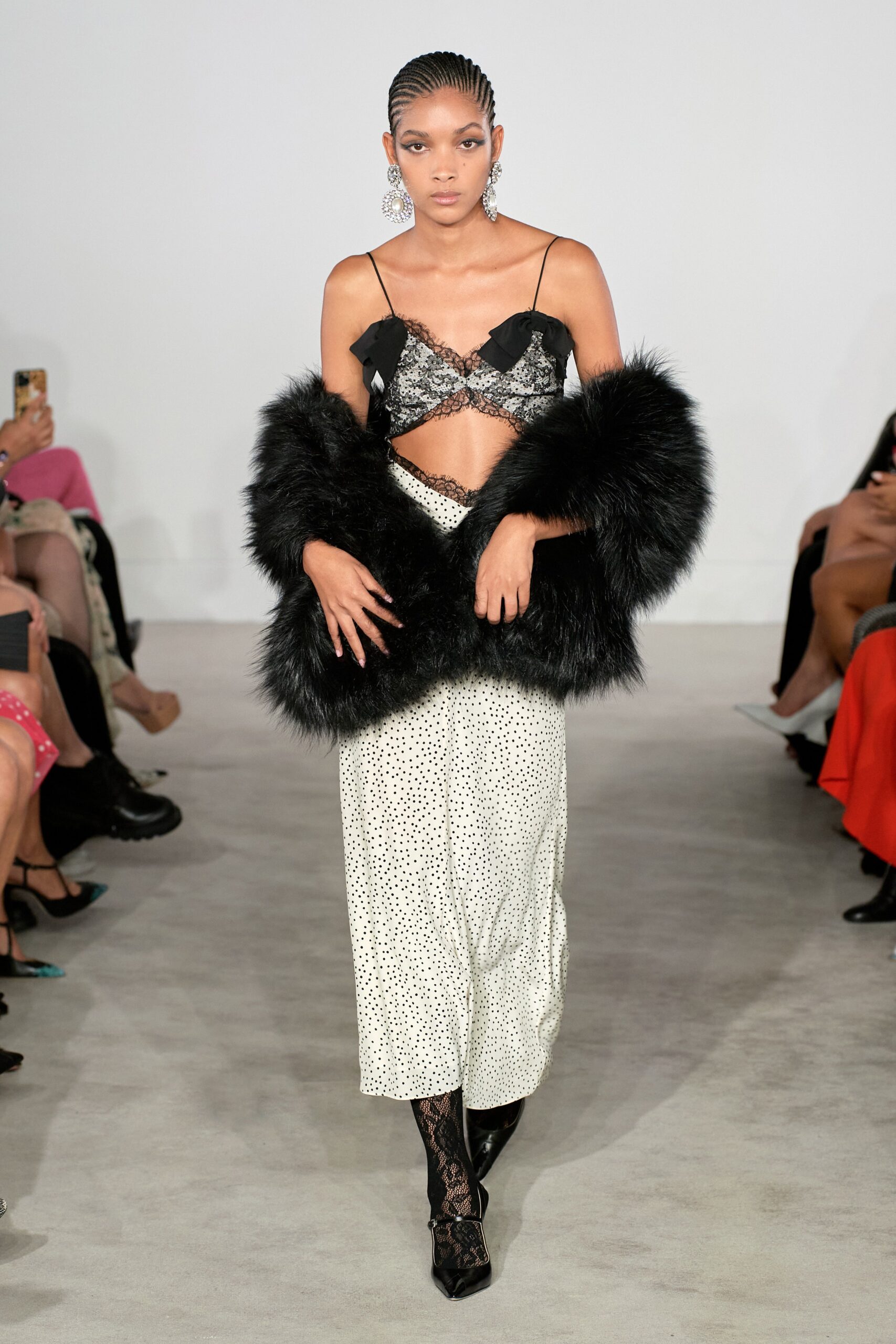 black lace top with midi skirt